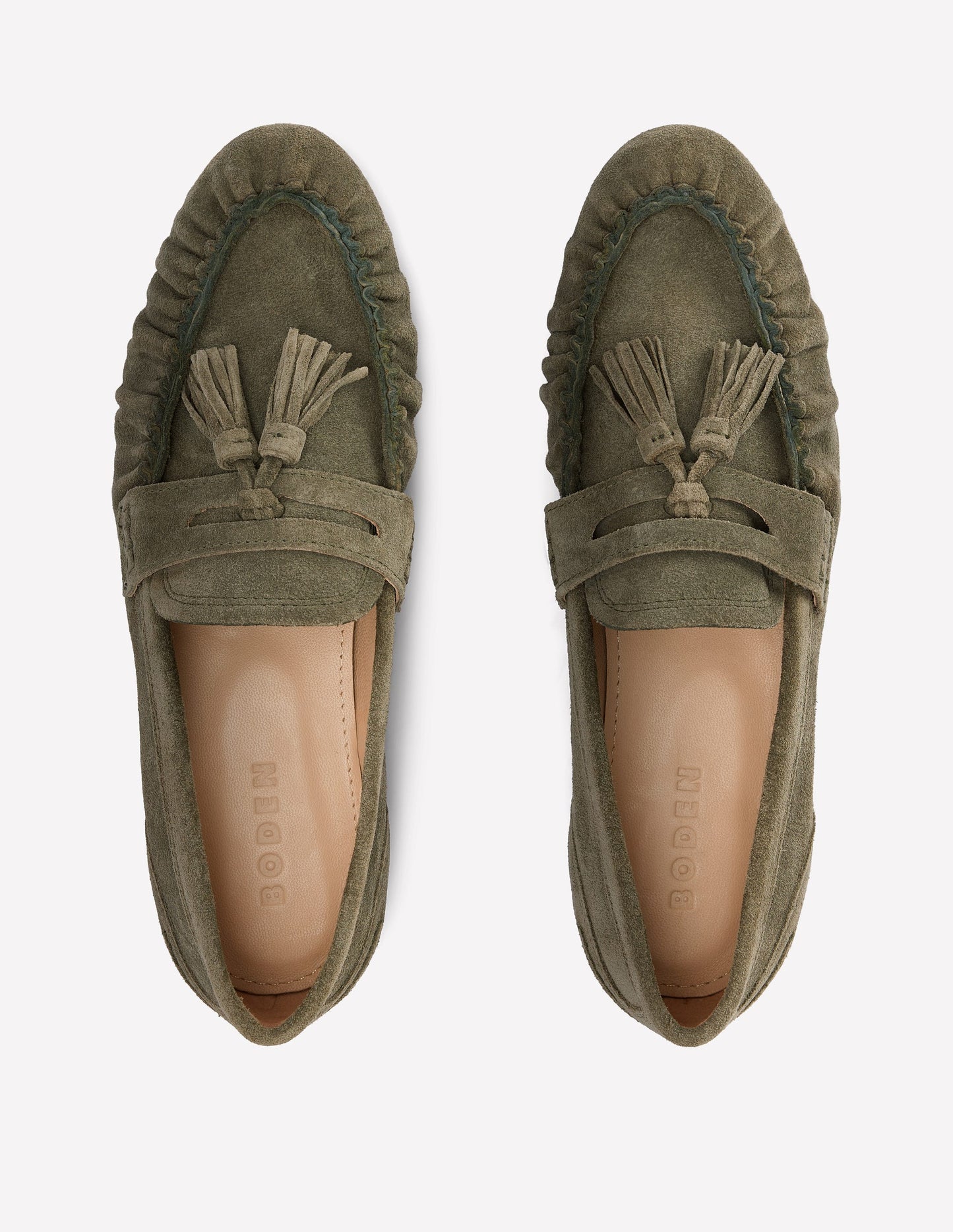 Soft Ruched Loafers-Deep Olive