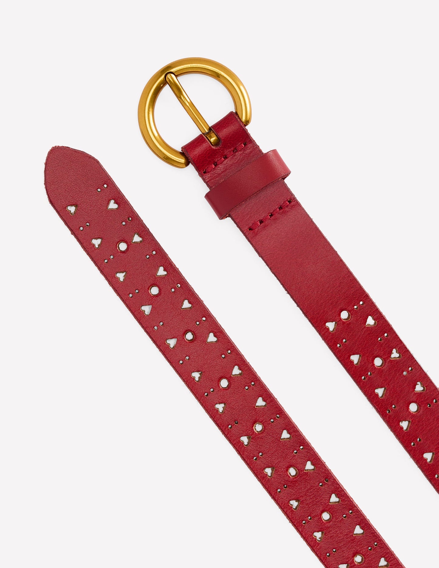 Brogue Cut Belt-Red