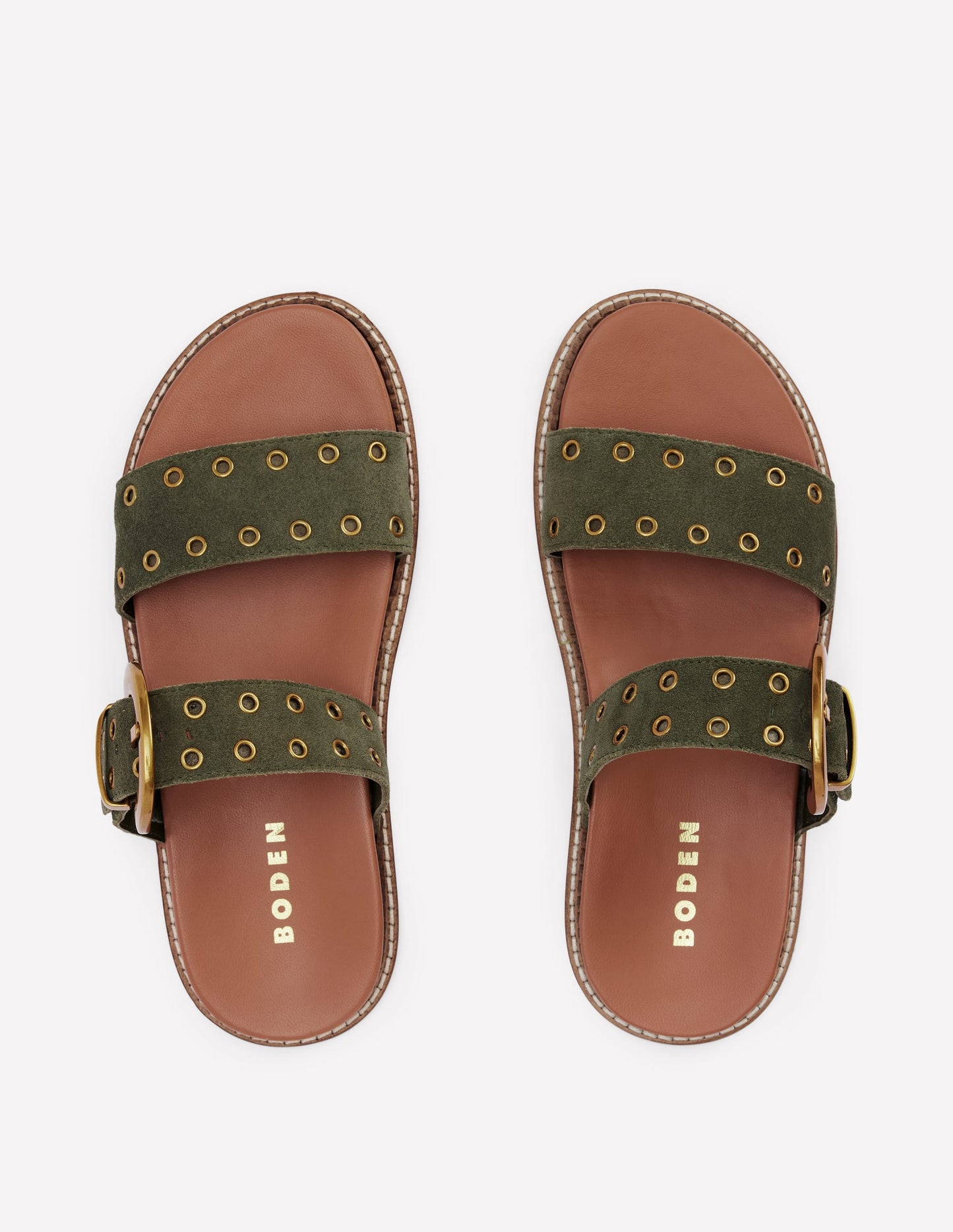 Caryl Double Strap Sandals-Deep Olive