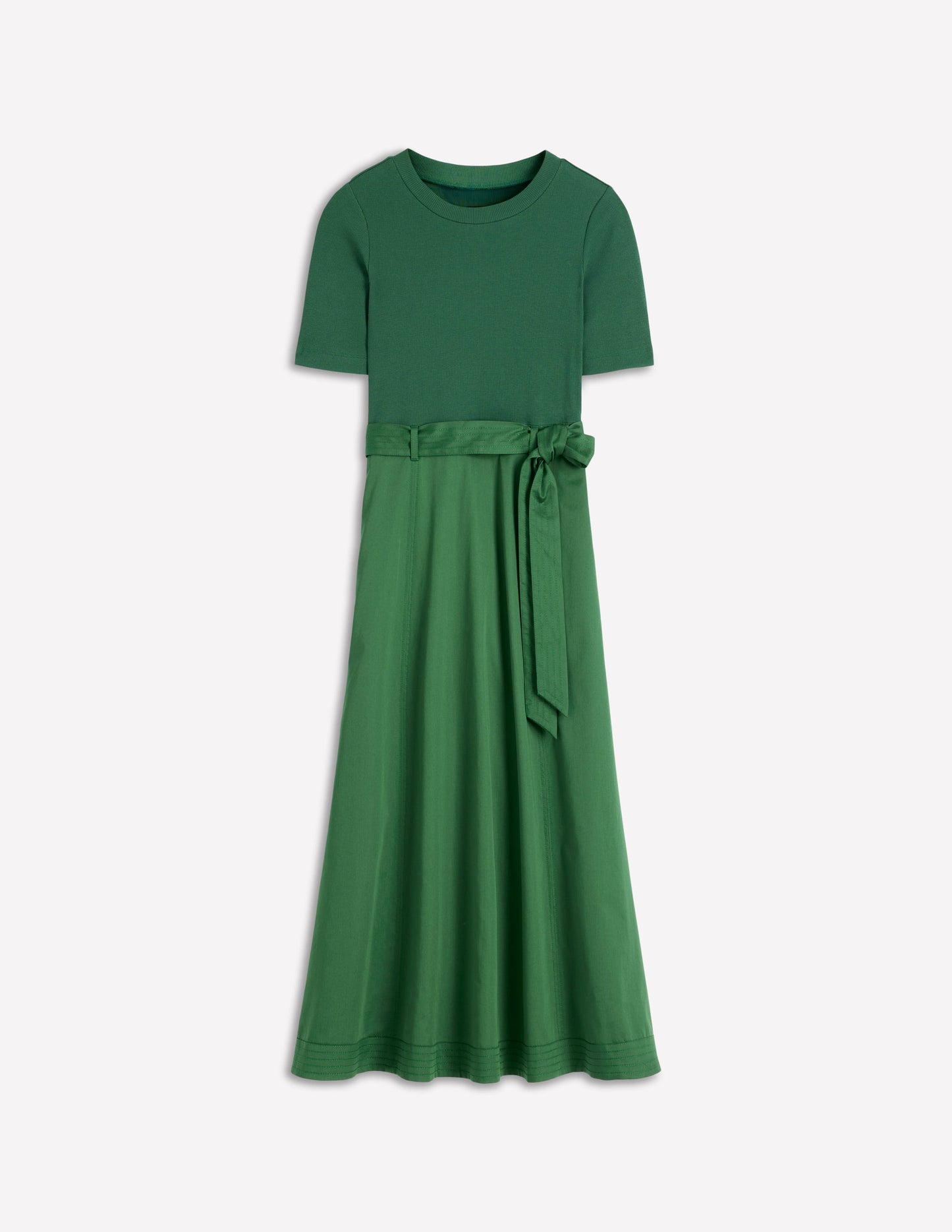 Crew Neck Mix Media Dress-Promenade Green