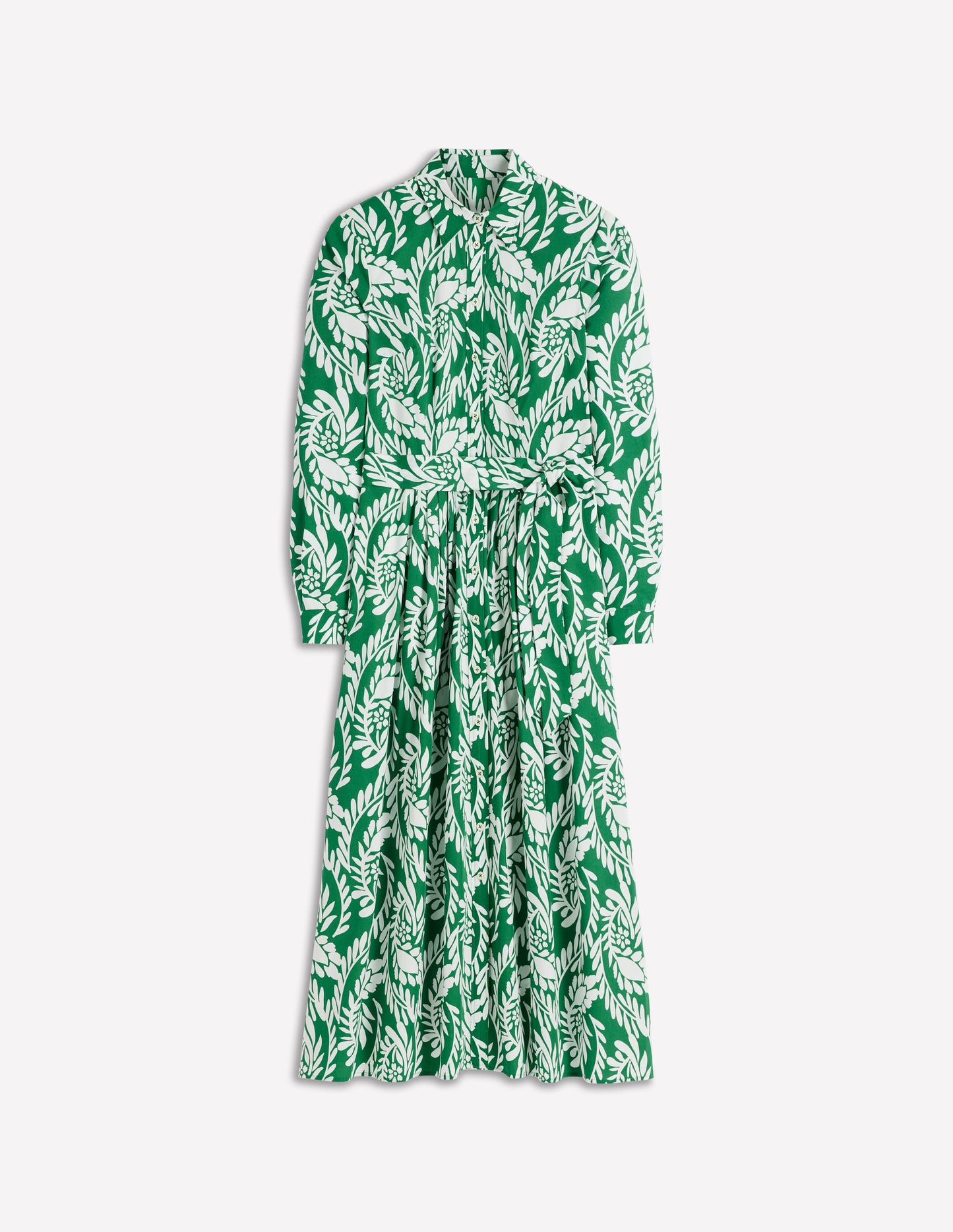 Alexa Long Sleeve Midi Dress-Fresh Green, Scattered Vine