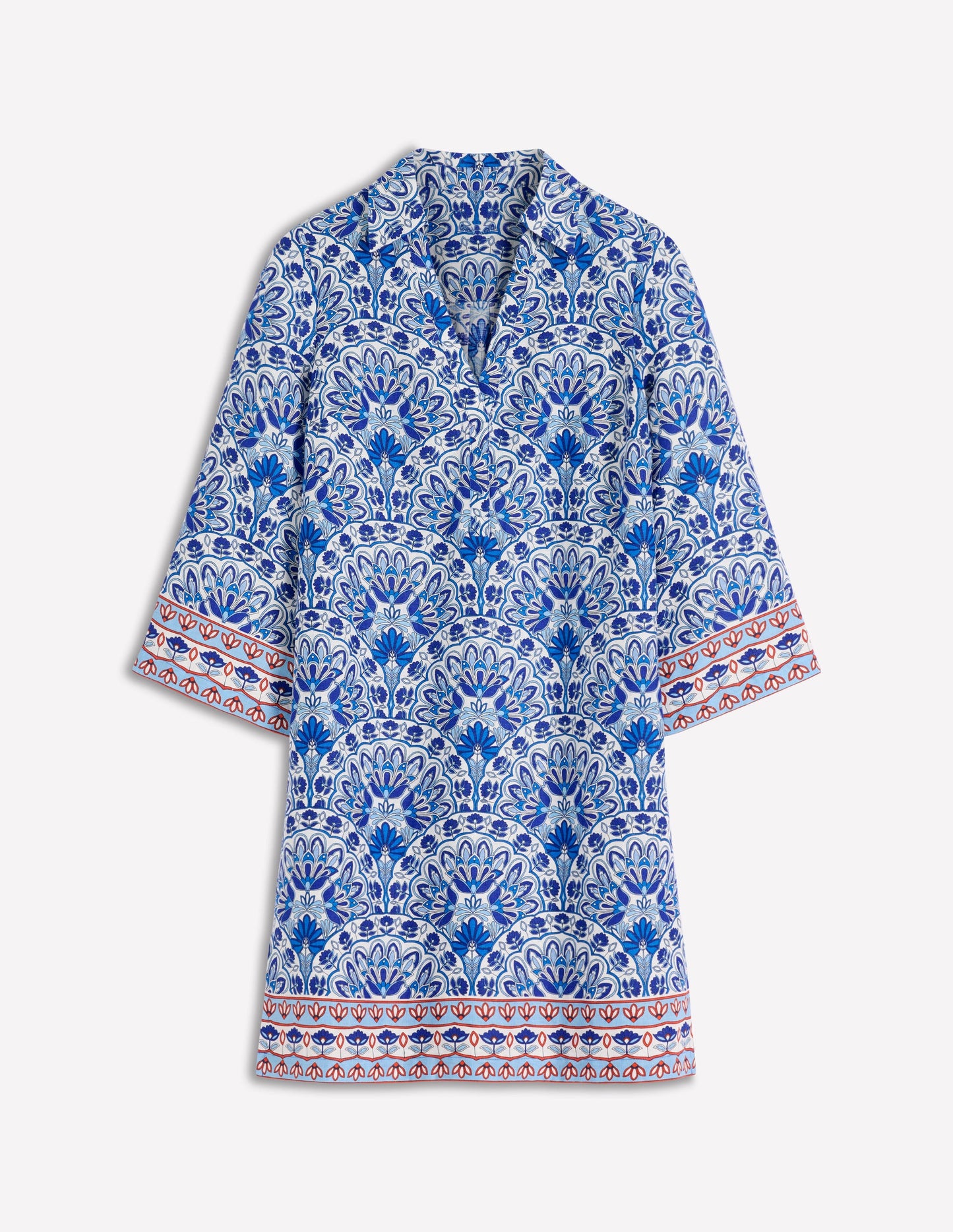 Carmen Linen Short Dress-Bright Blue, Elaborate Terrace