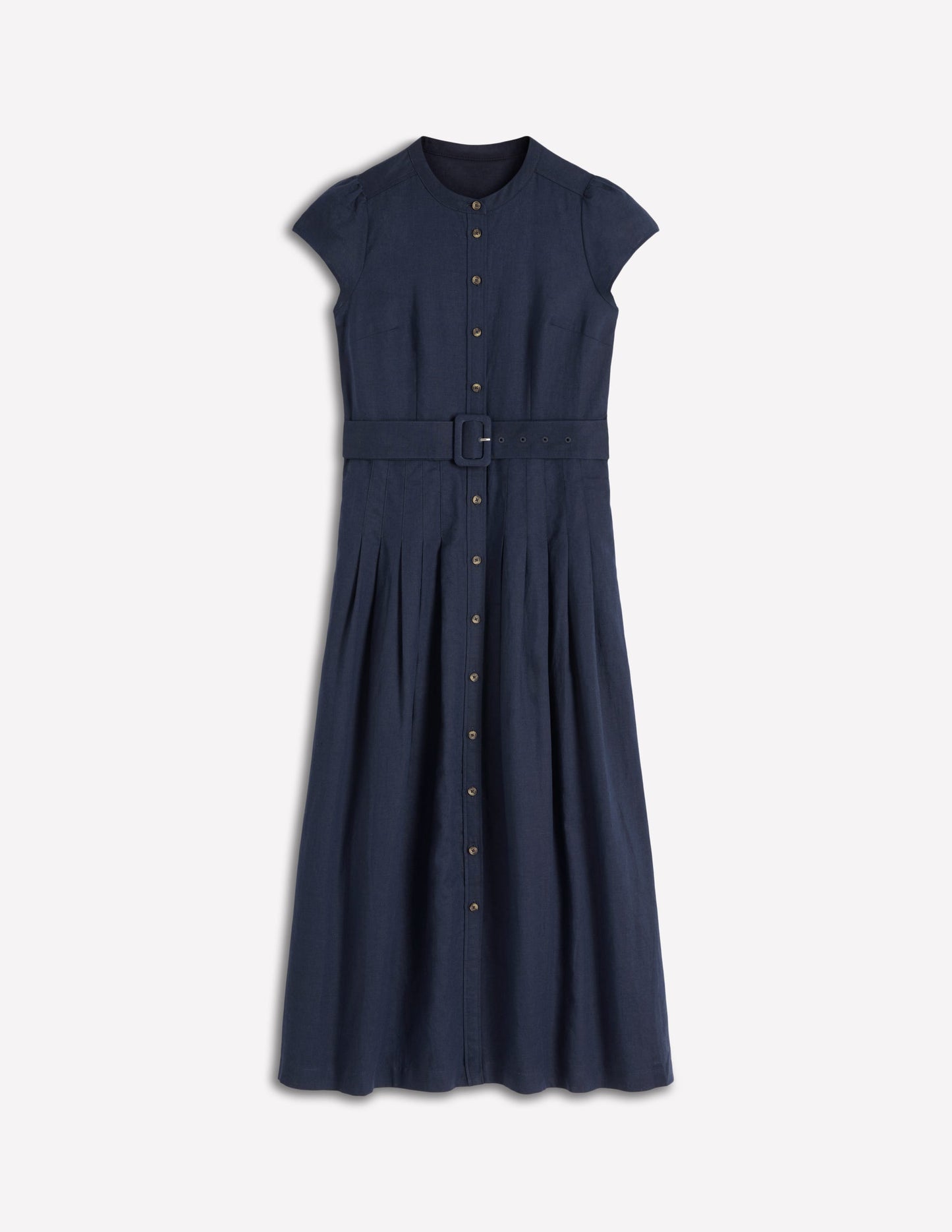 Arabella Linen Blend Dress-Navy