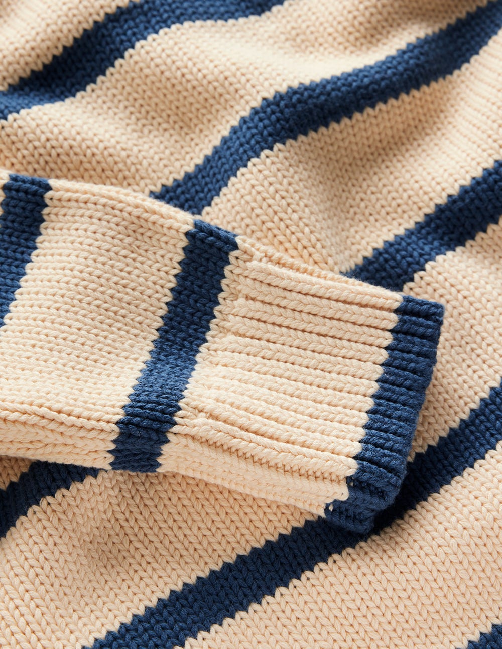 Lucy Oversized Cotton Jumper-Almond Milk/ Denim Blue Stripe