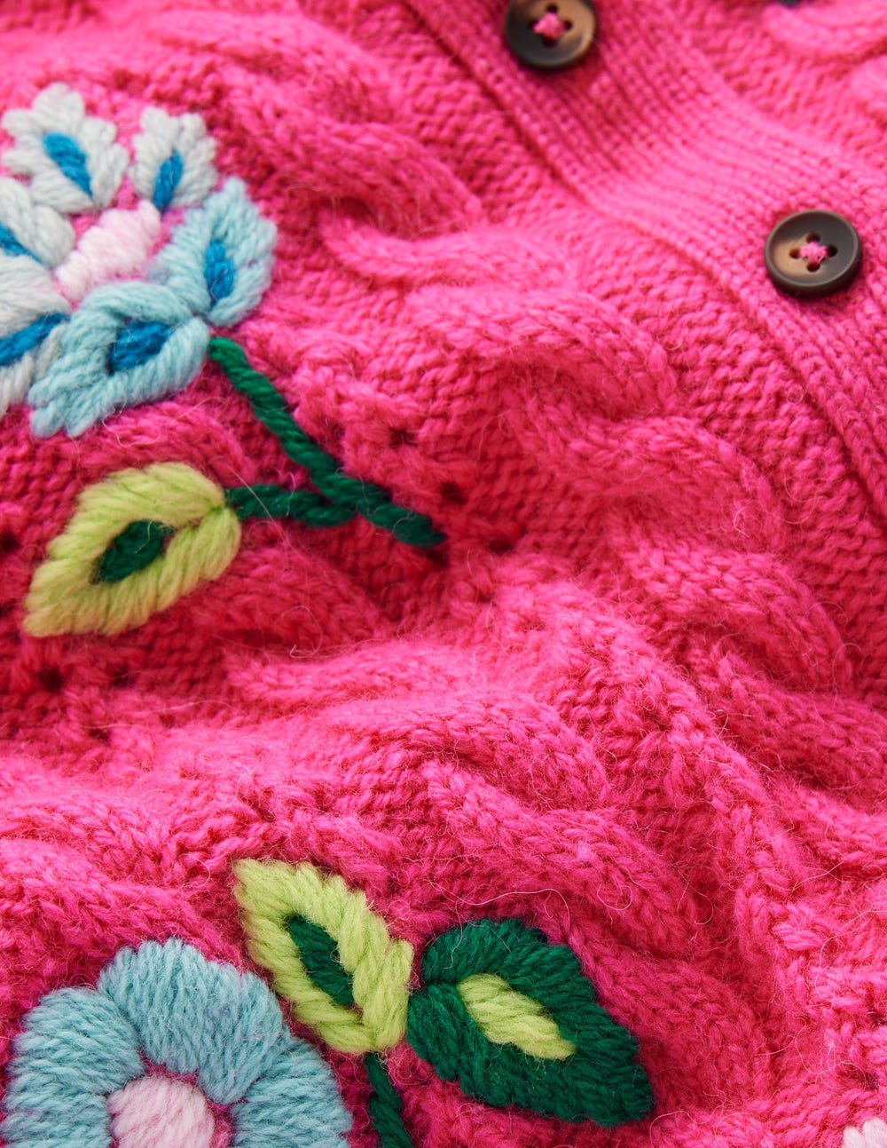 Liv Embroidered Cable Cardigan-Pink Peony