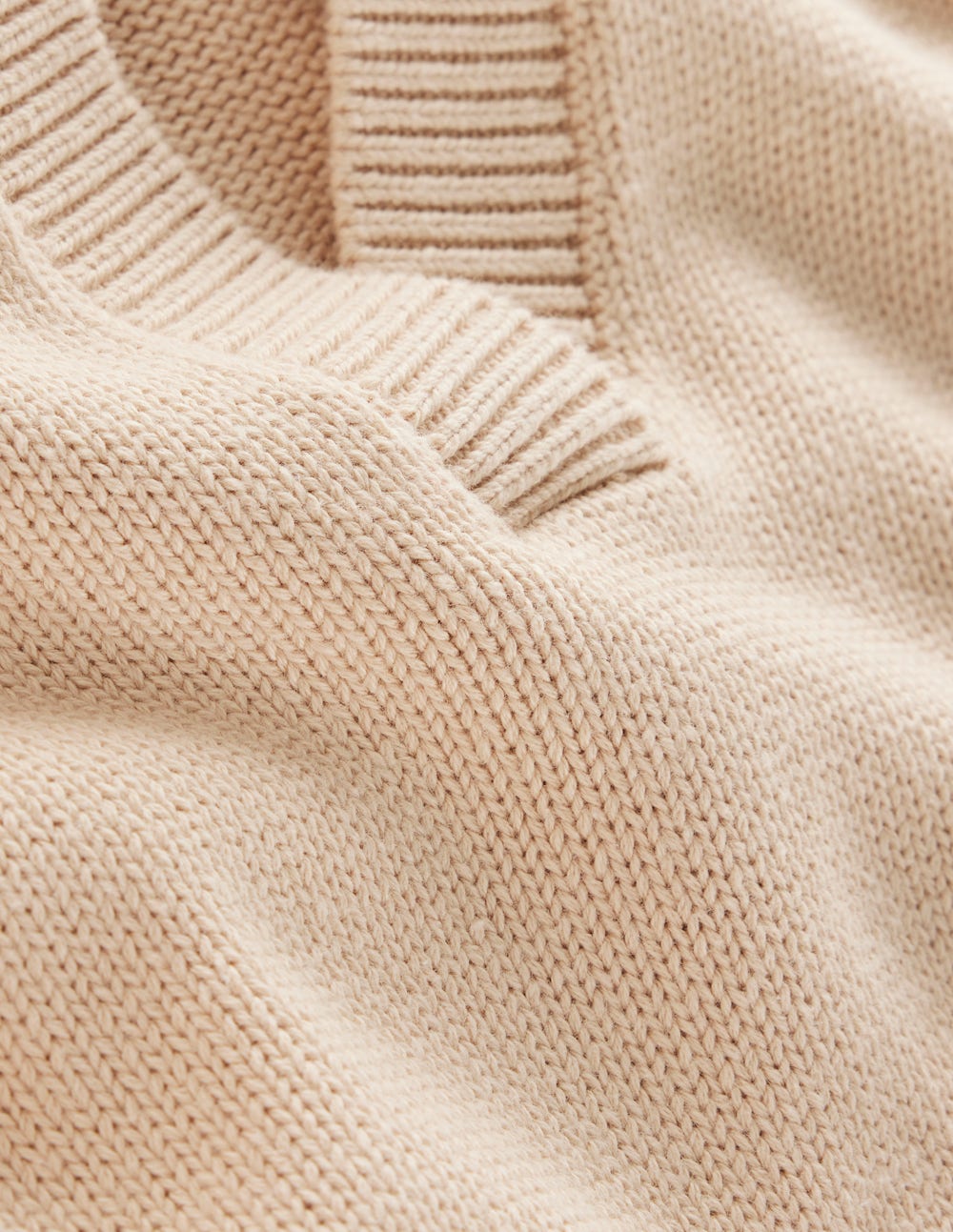 Cotton Henley Jumper-Almond Peach