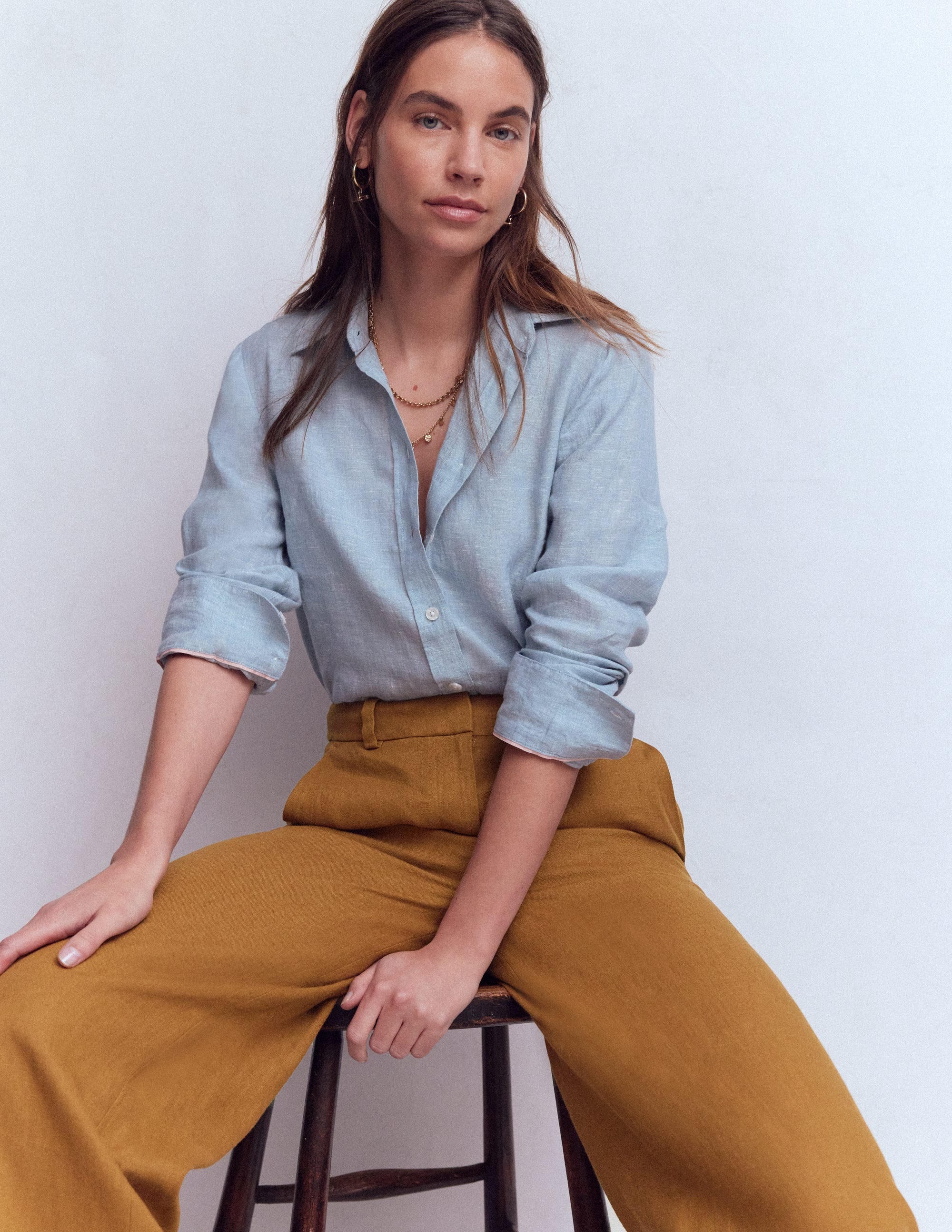 Belgravia Linen Trousers-GINGERBREAD | Boden Global