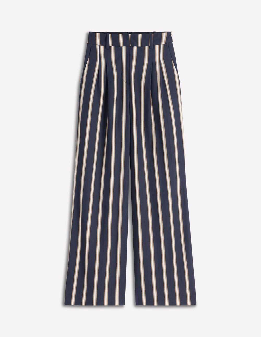 Kensington Tailored Trousers-Navy Camel Tram Stripe