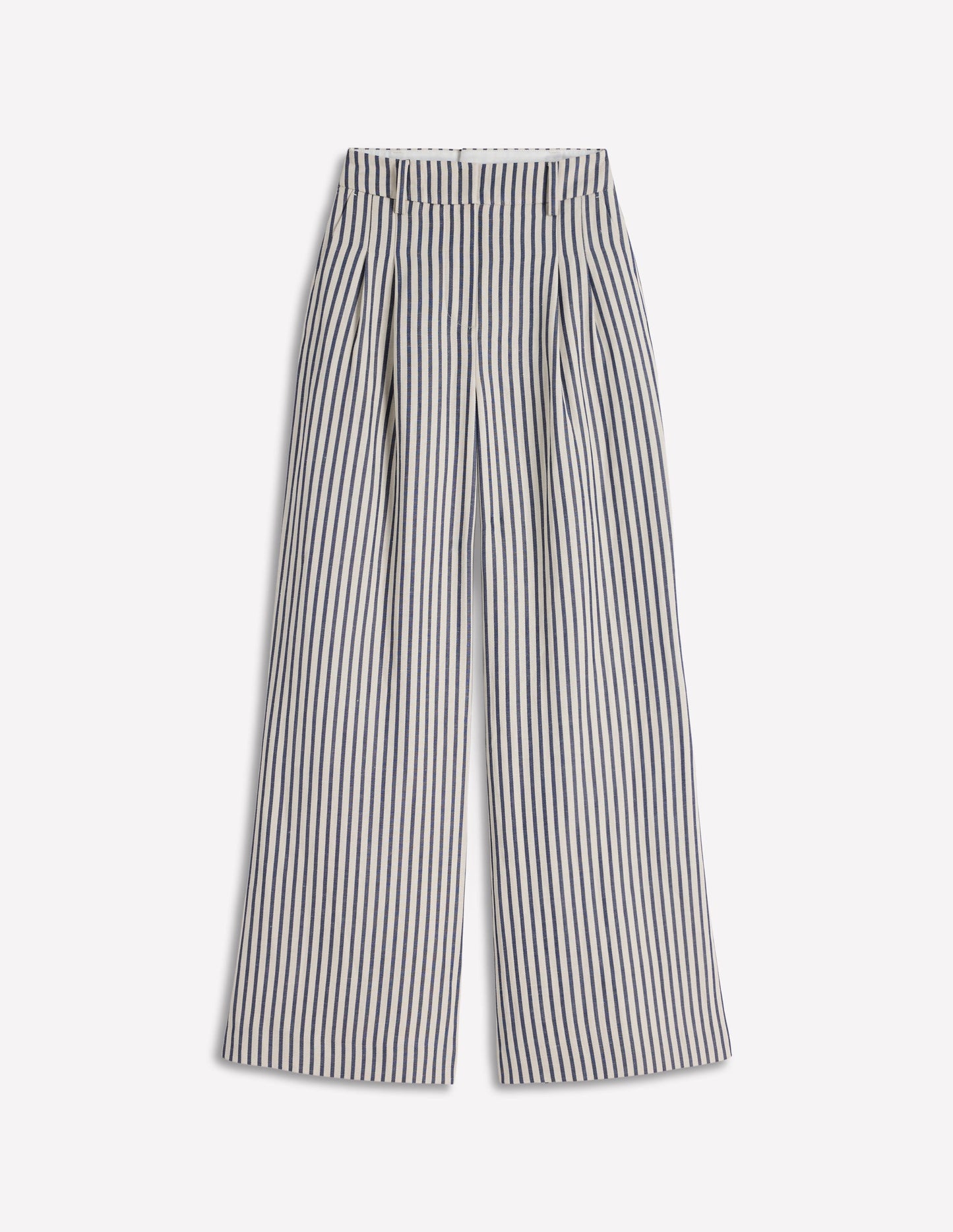 Kensington Wide Leg Trousers-Blue and Ivory Stripe