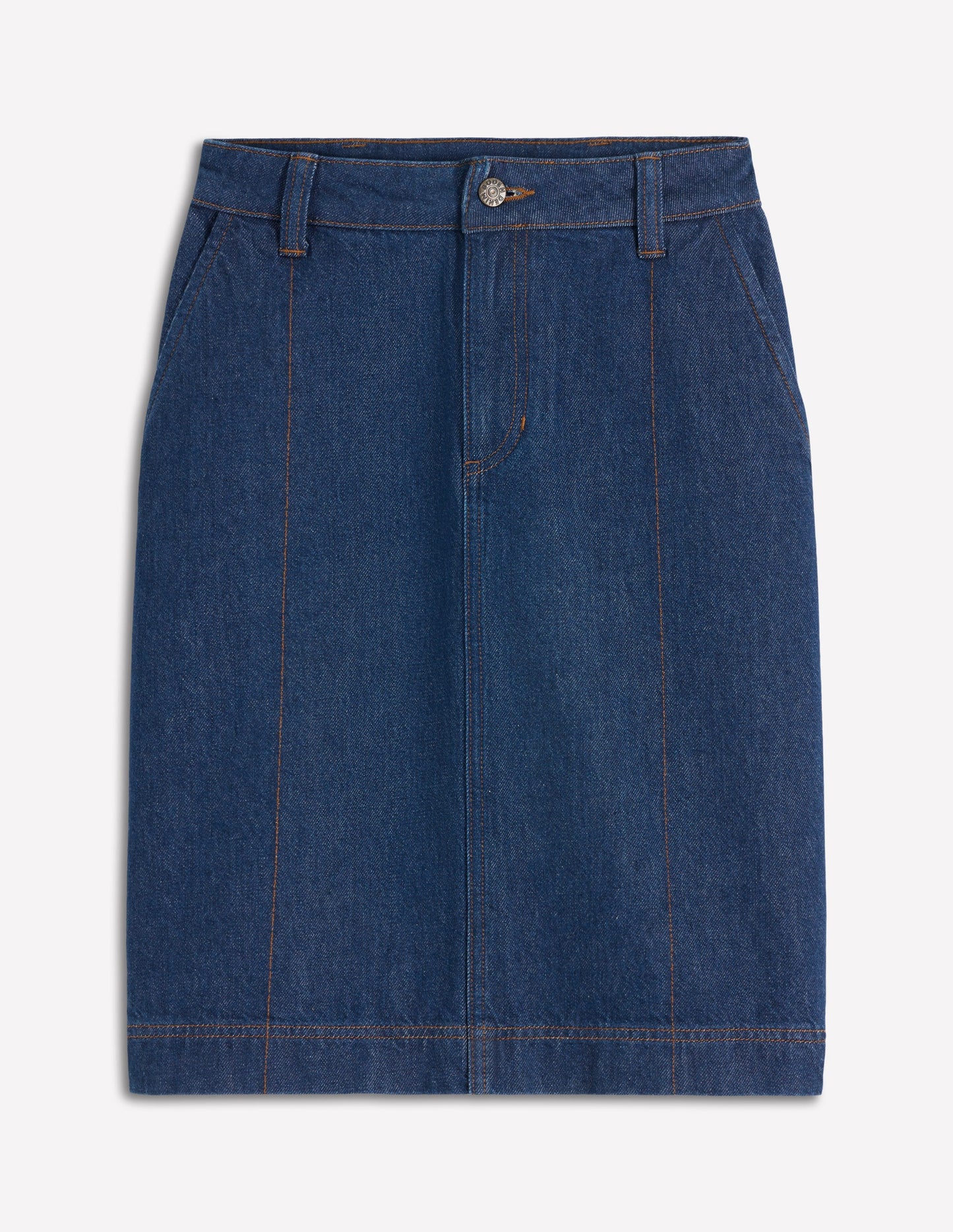 Straight Denim Skirt-Indigo