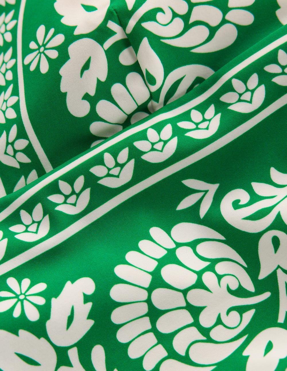 Mykonos Deep V Swimsuit-Green, Ornate Floret