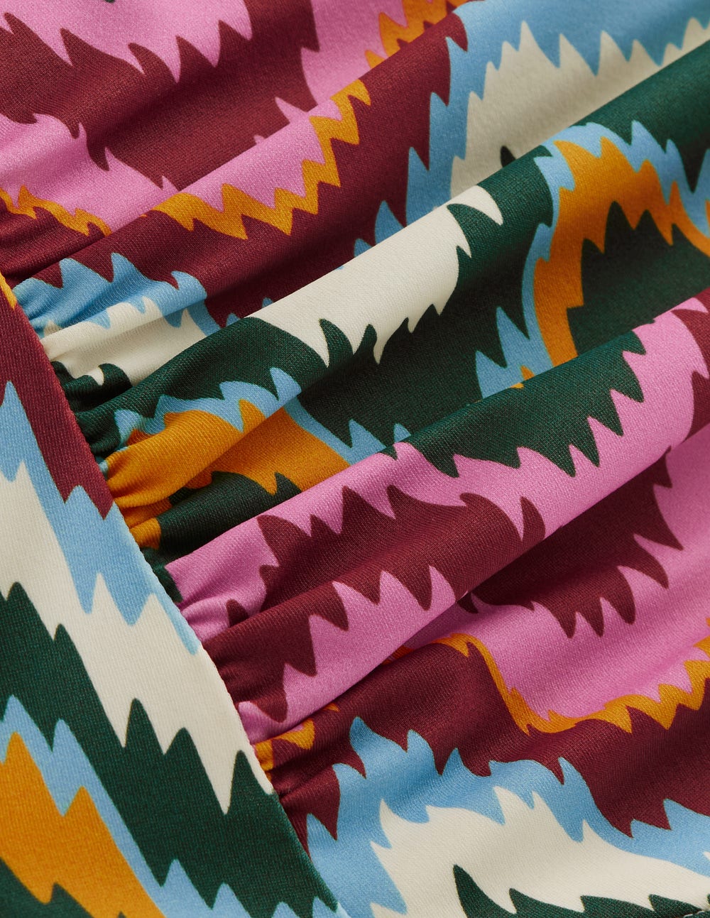 Kythira Ruched Bikini Bottoms-Multi, Zig Zag Wave