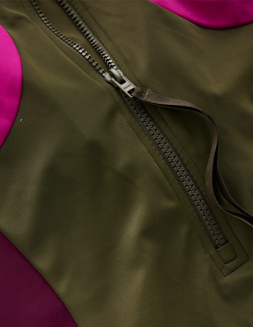 Sporty Rash Guard Swimsuit-Khaki, Colourblock