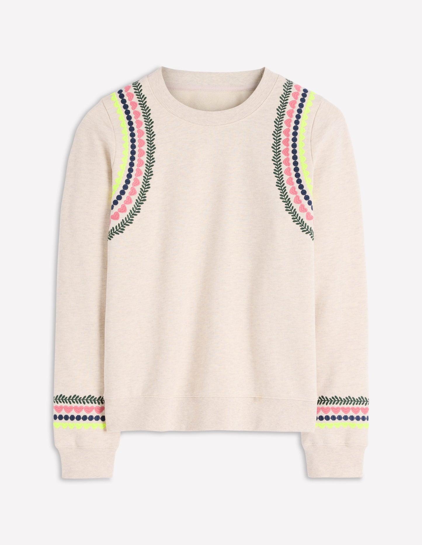 Hannah Embroidered Sweatshirt-Oatmeal Melange Embroidery