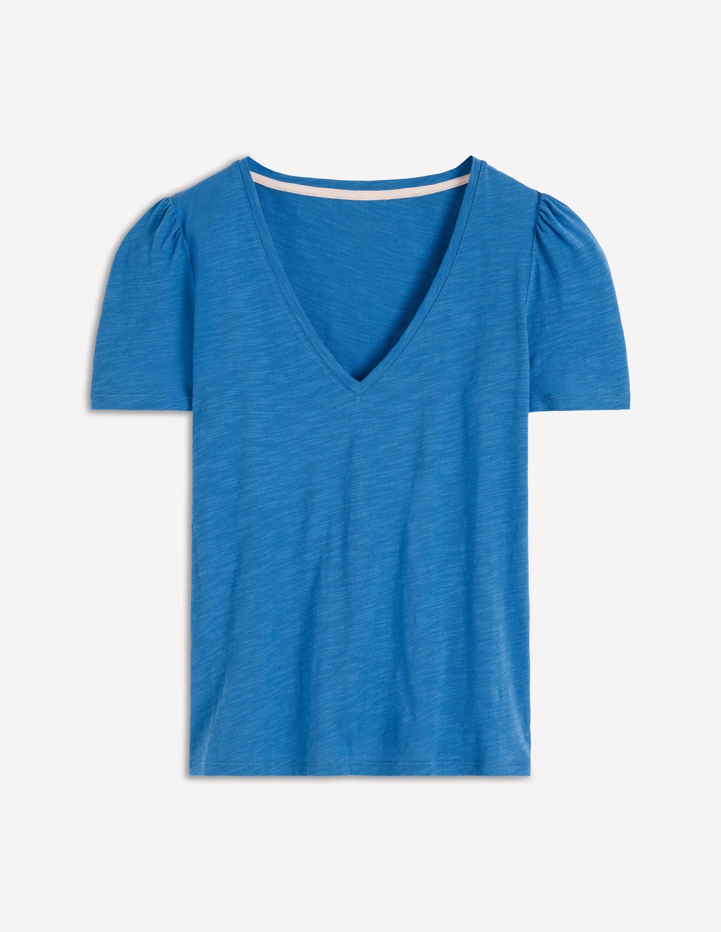 V Neck Slub T-shirt-Vallarta Blue