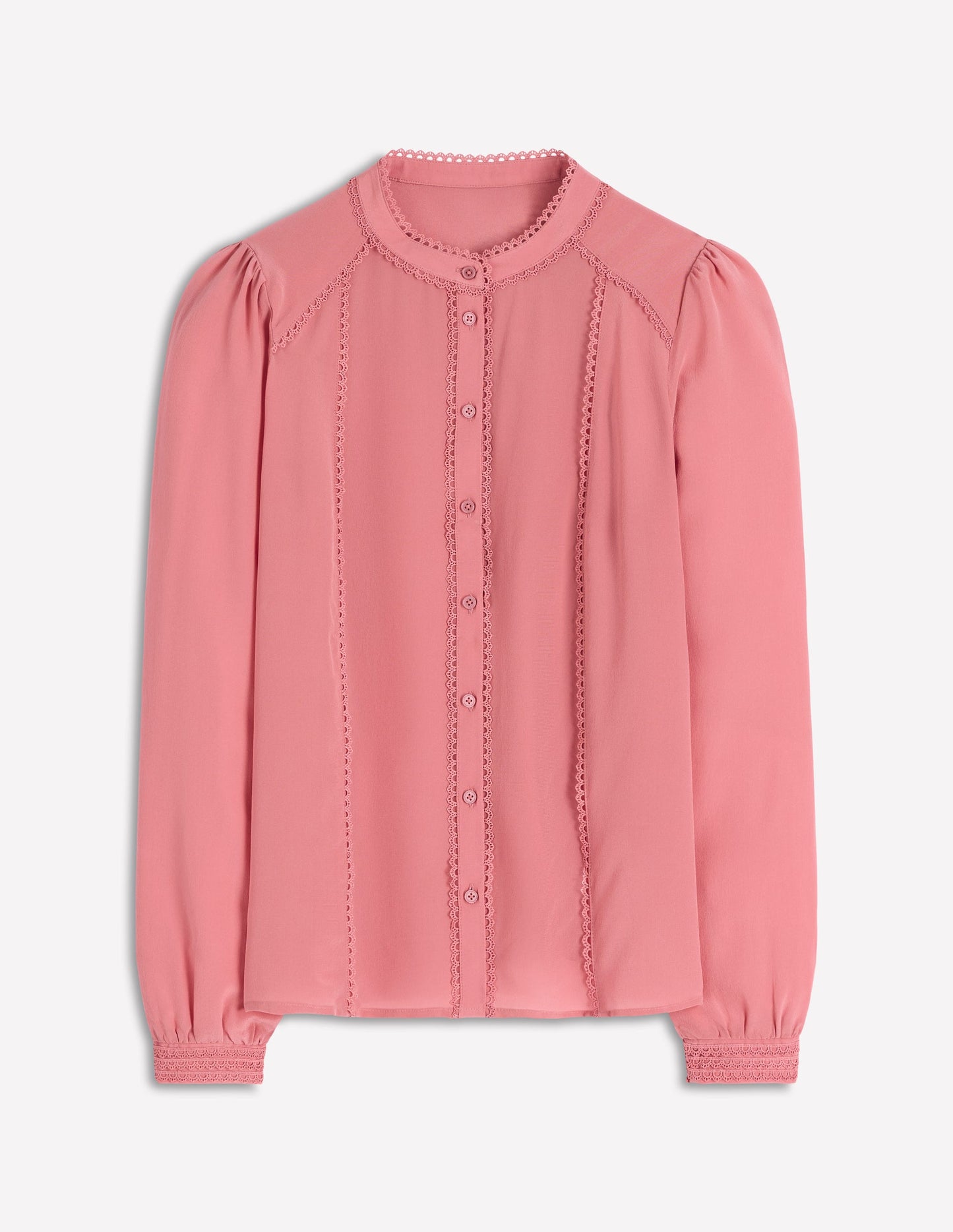 Rhea Trim Detail Silk Top-Vintage Rose