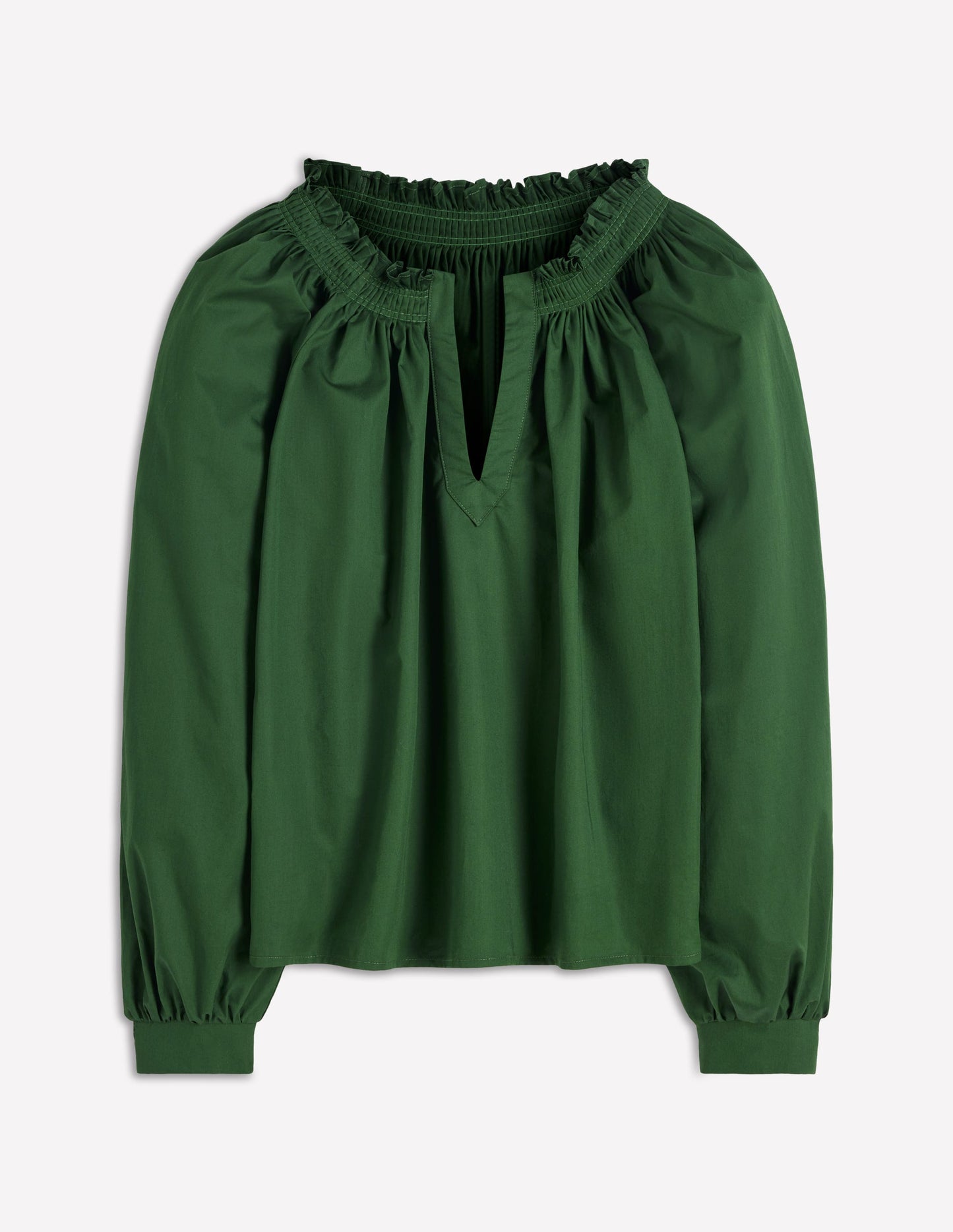 Serena Pleat Neck Top-Green Fir