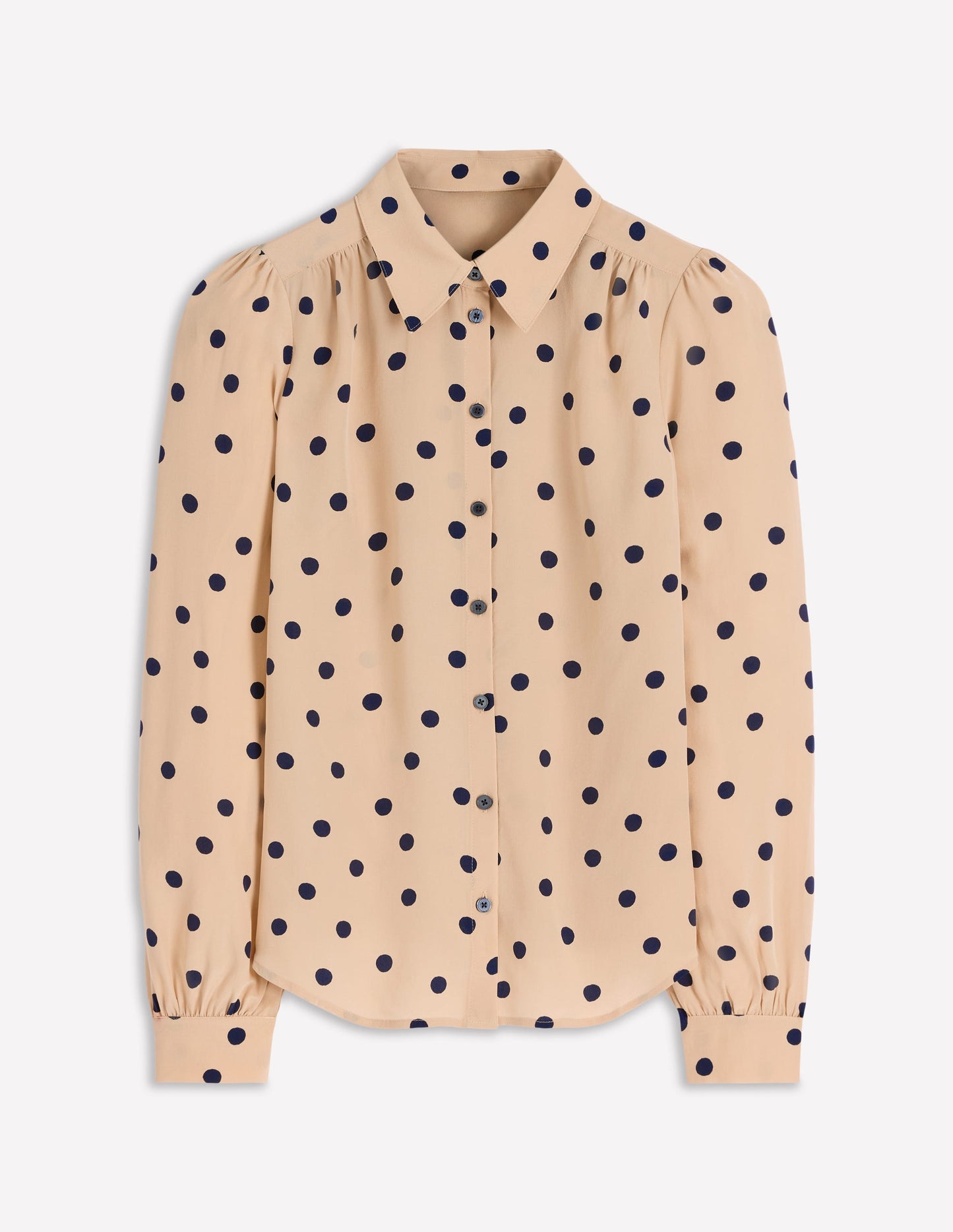 Sara Silk Shirt-Sand, Painted Dot Spaced