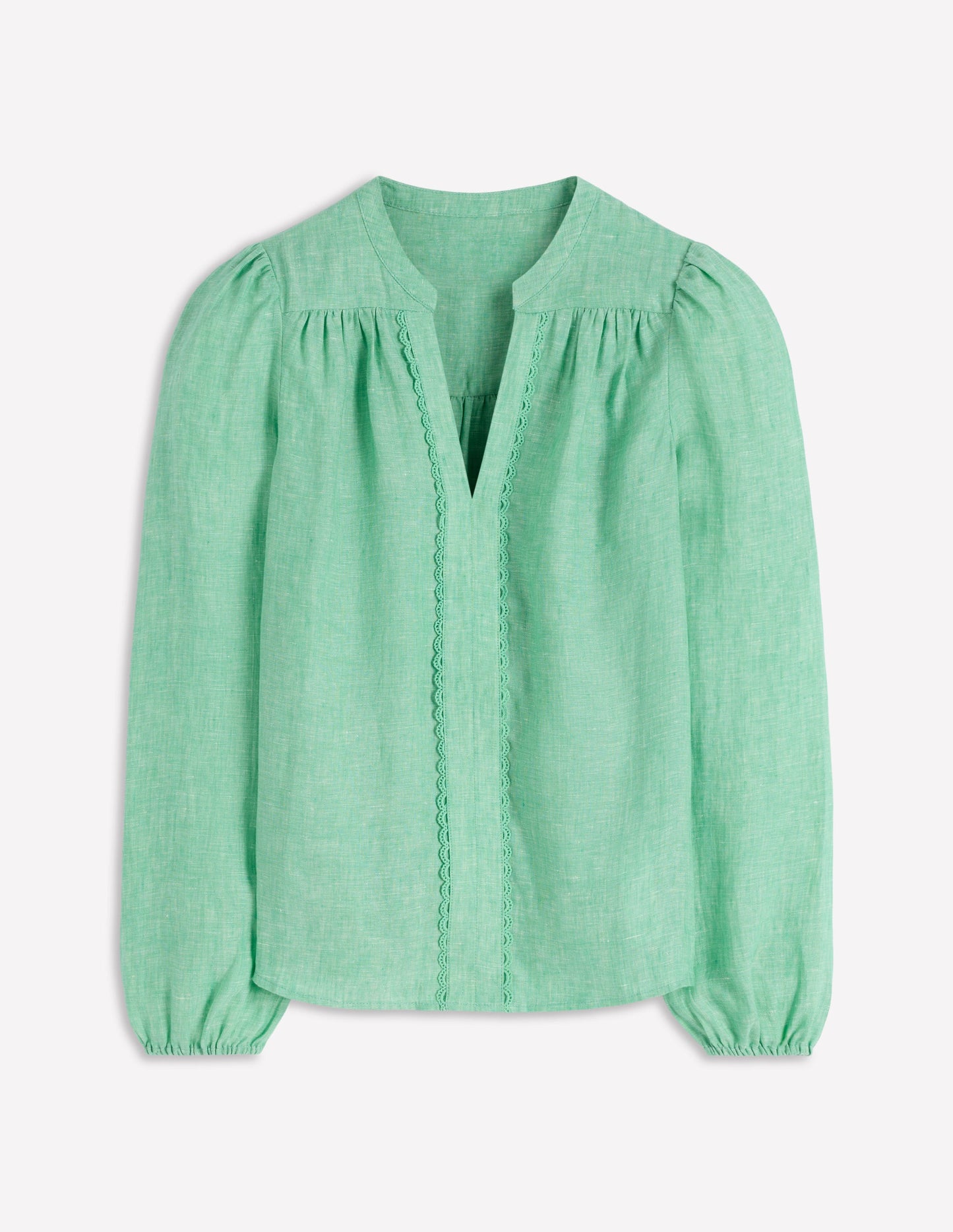 Linen Trim Insert Top-Aloe Green Chambray
