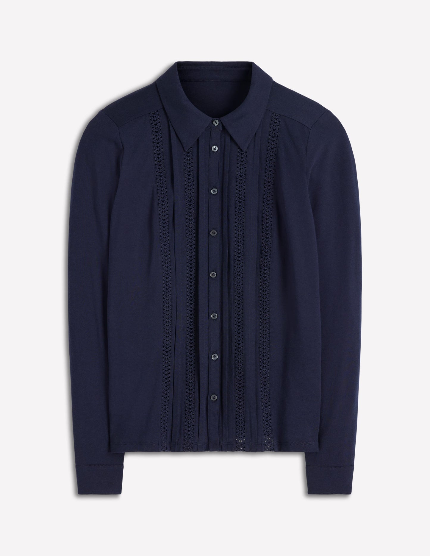 Trim Detail Jersey Shirt-Navy