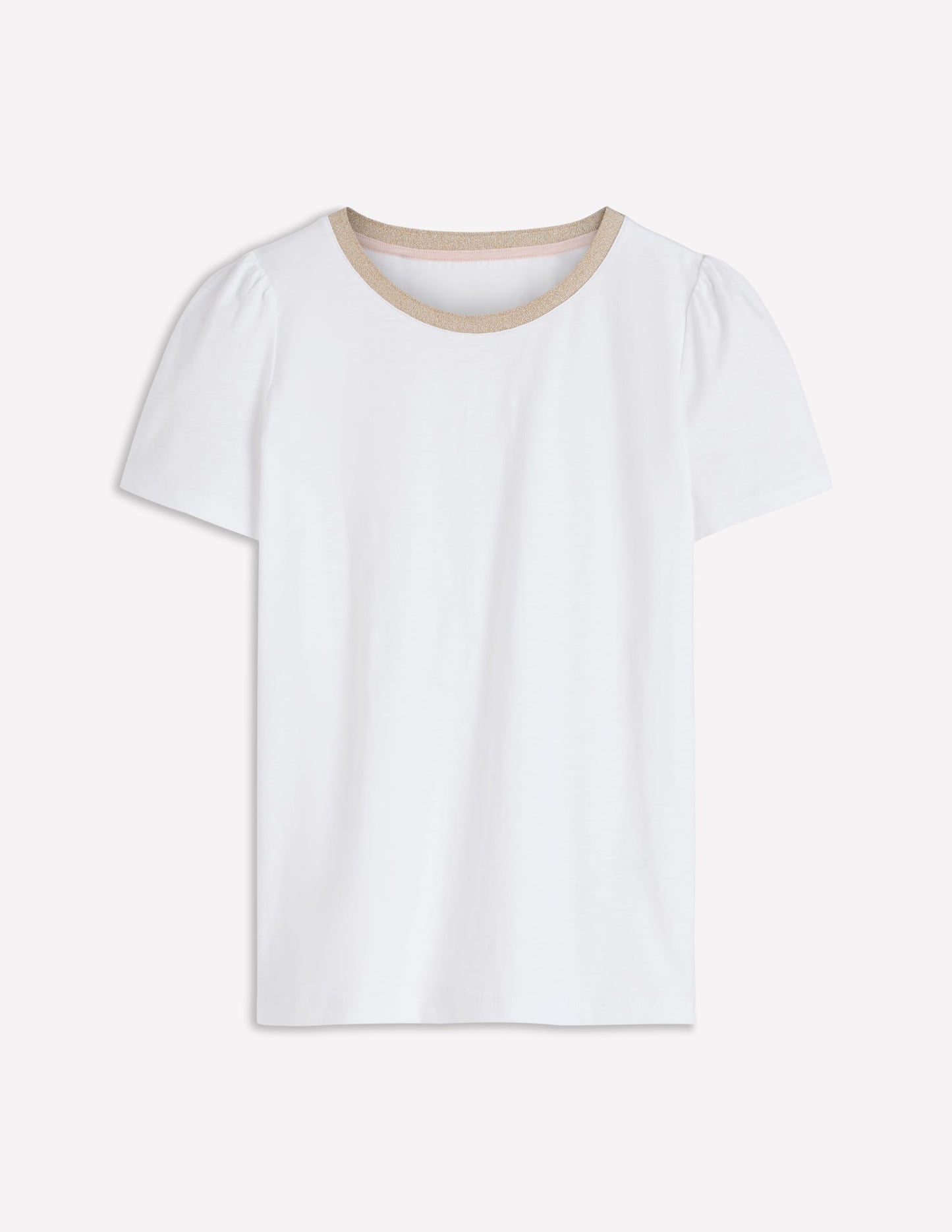Metallic Trim T-Shirt-White