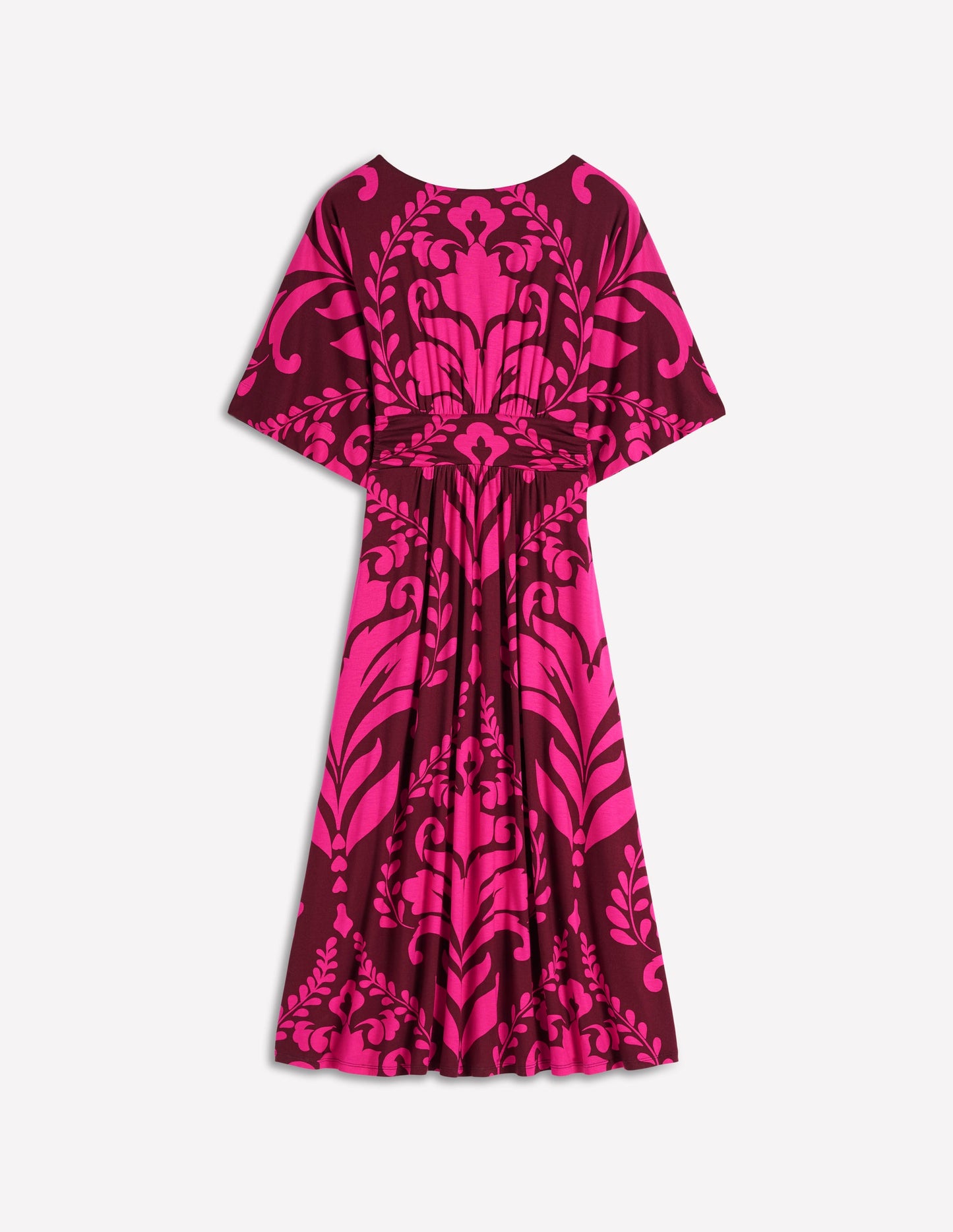 Imelda Kimono Jersey Dress-Pink Peony, Decorative Lattice