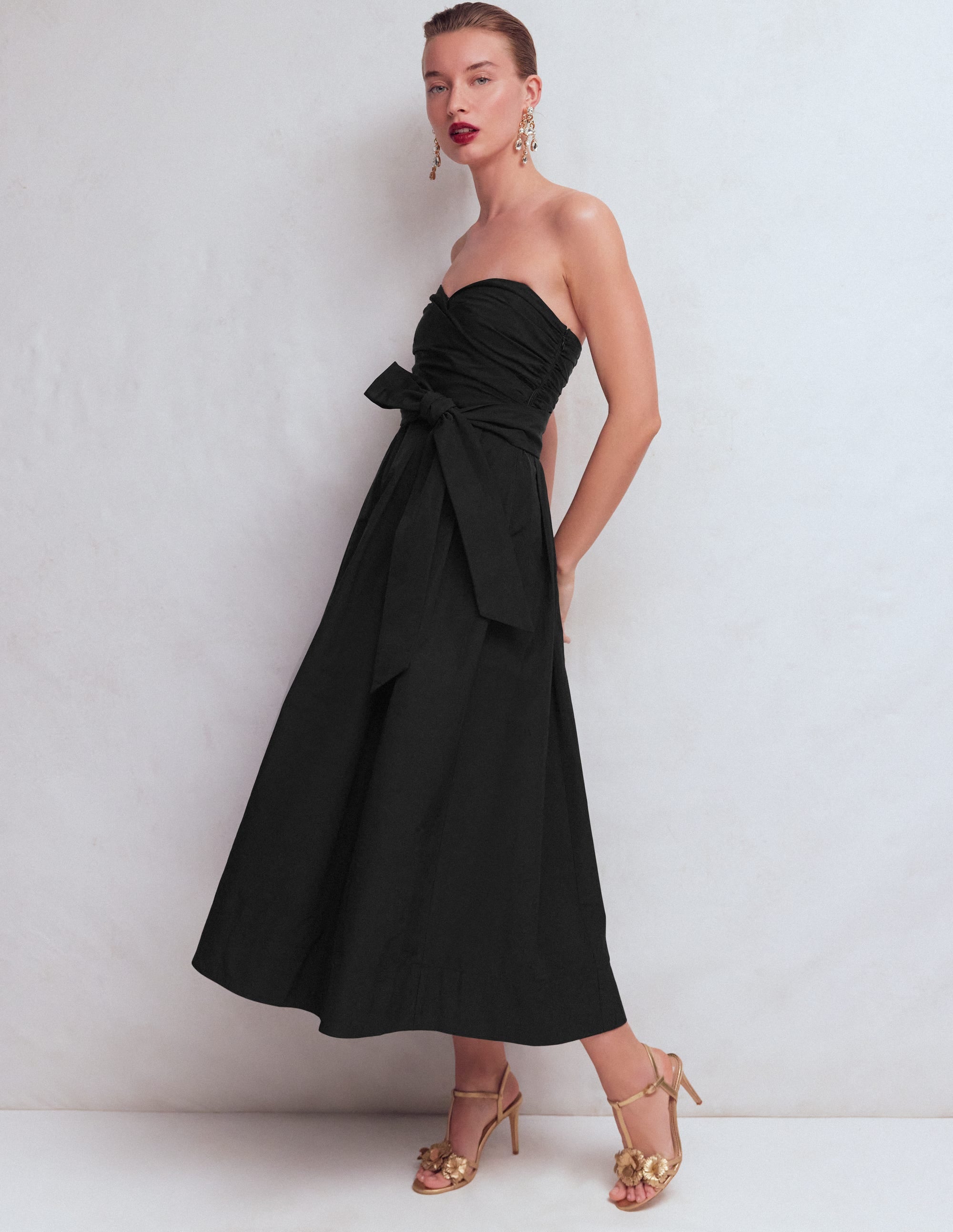 Strapless Taffeta Dress - Black