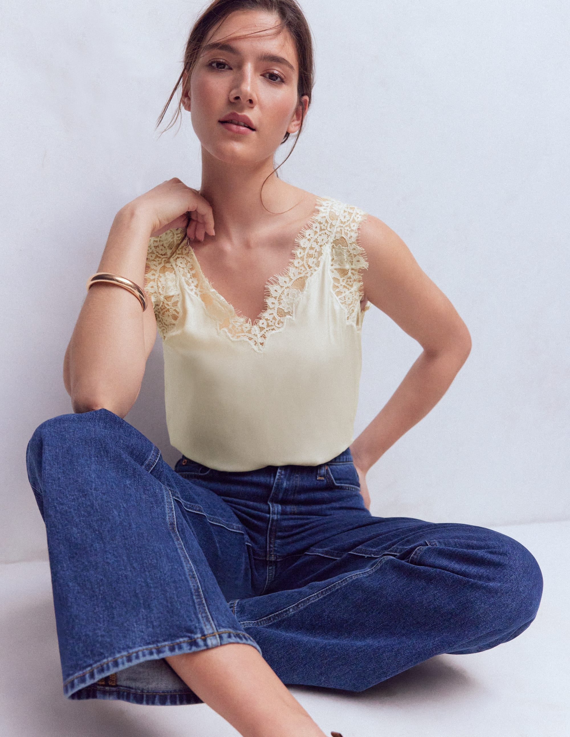 Ara Silk Blend Lace Cami - Ivory | Boden Global