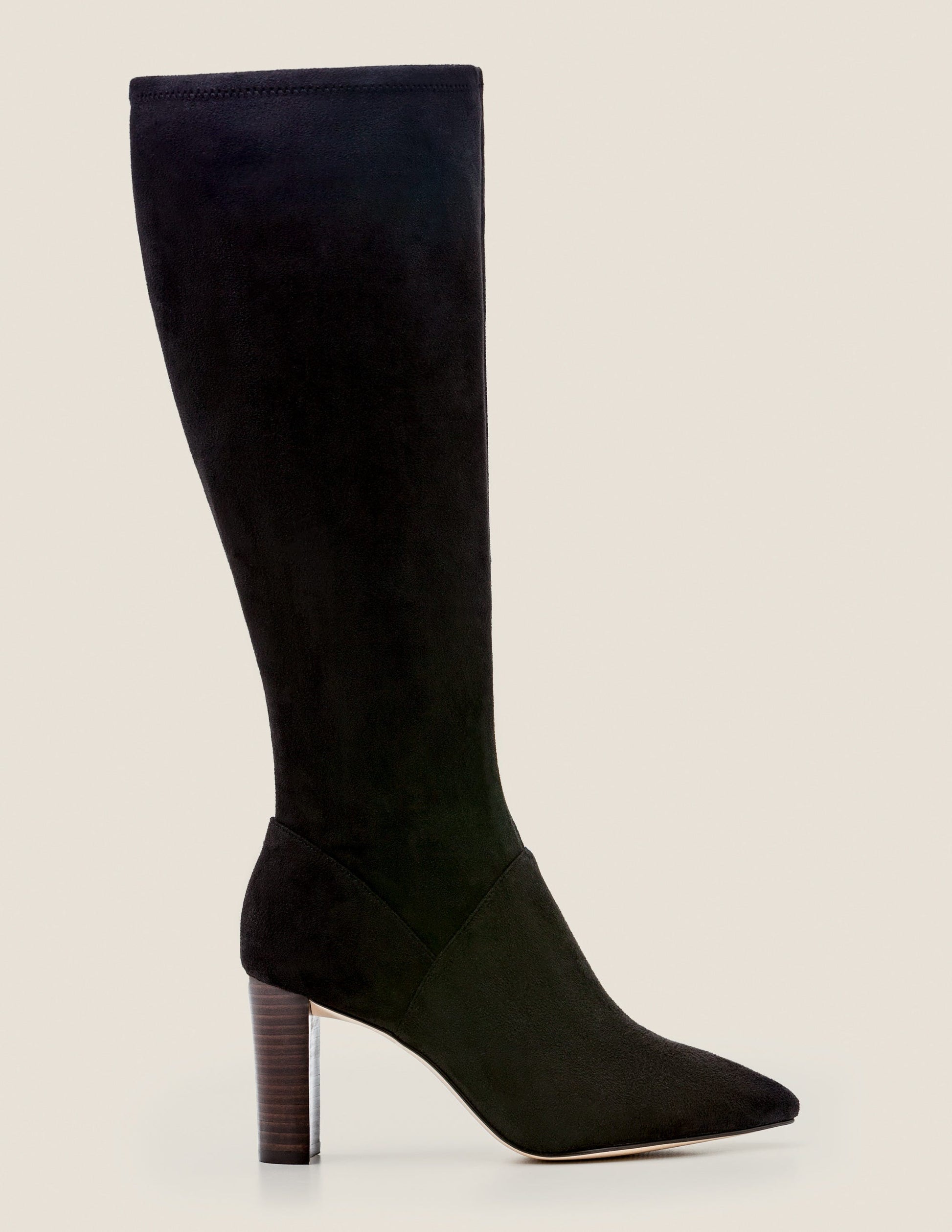 Pointed Toe Stretch Boots-Black-2