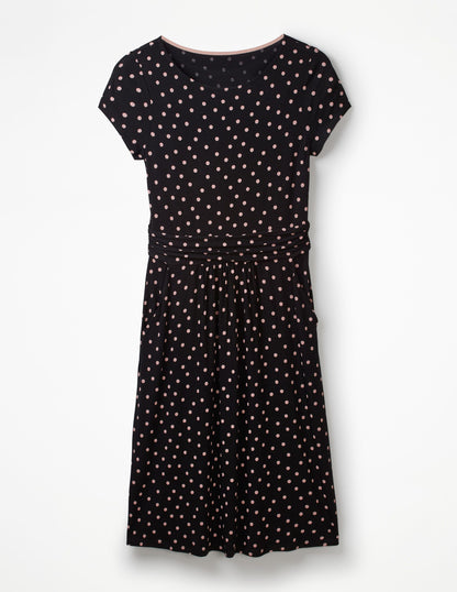 Amelie Jersey Dress-Black/ Chalky Pink Spot-5