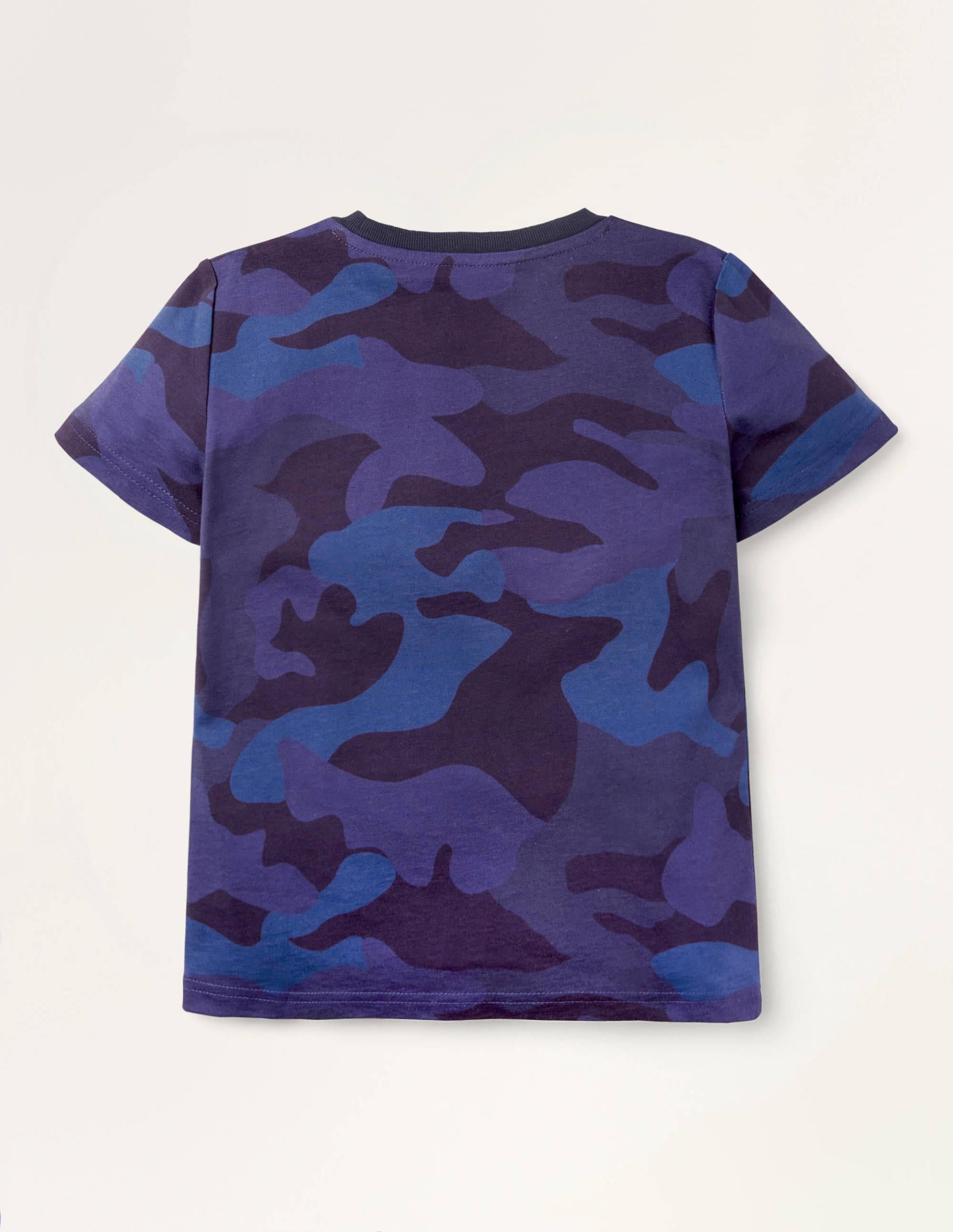 Embroidered Printed T-Shirt-College Navy - Image 2