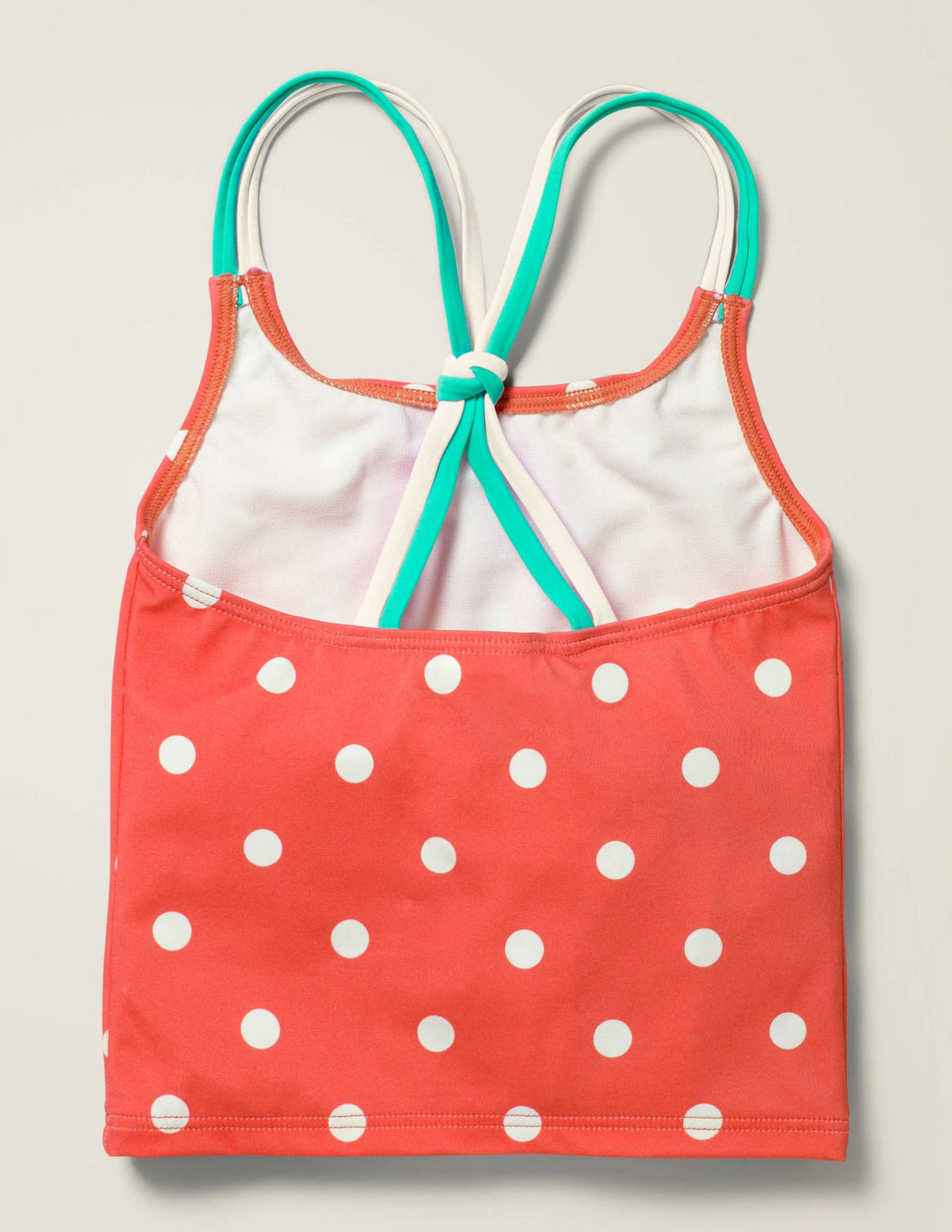 Patterned Tankini Top-Sunset Red/Ivory Spot-2