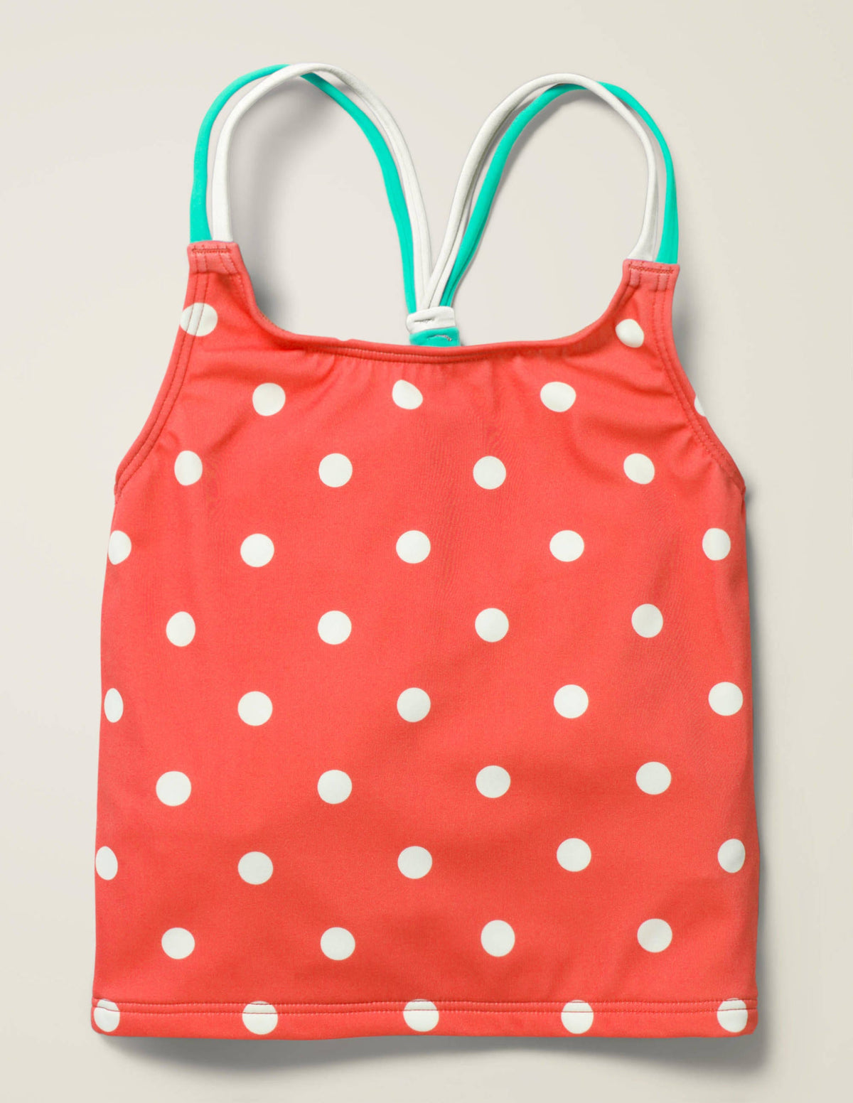Patterned Tankini Top-Sunset Red/Ivory Spot - Image 1