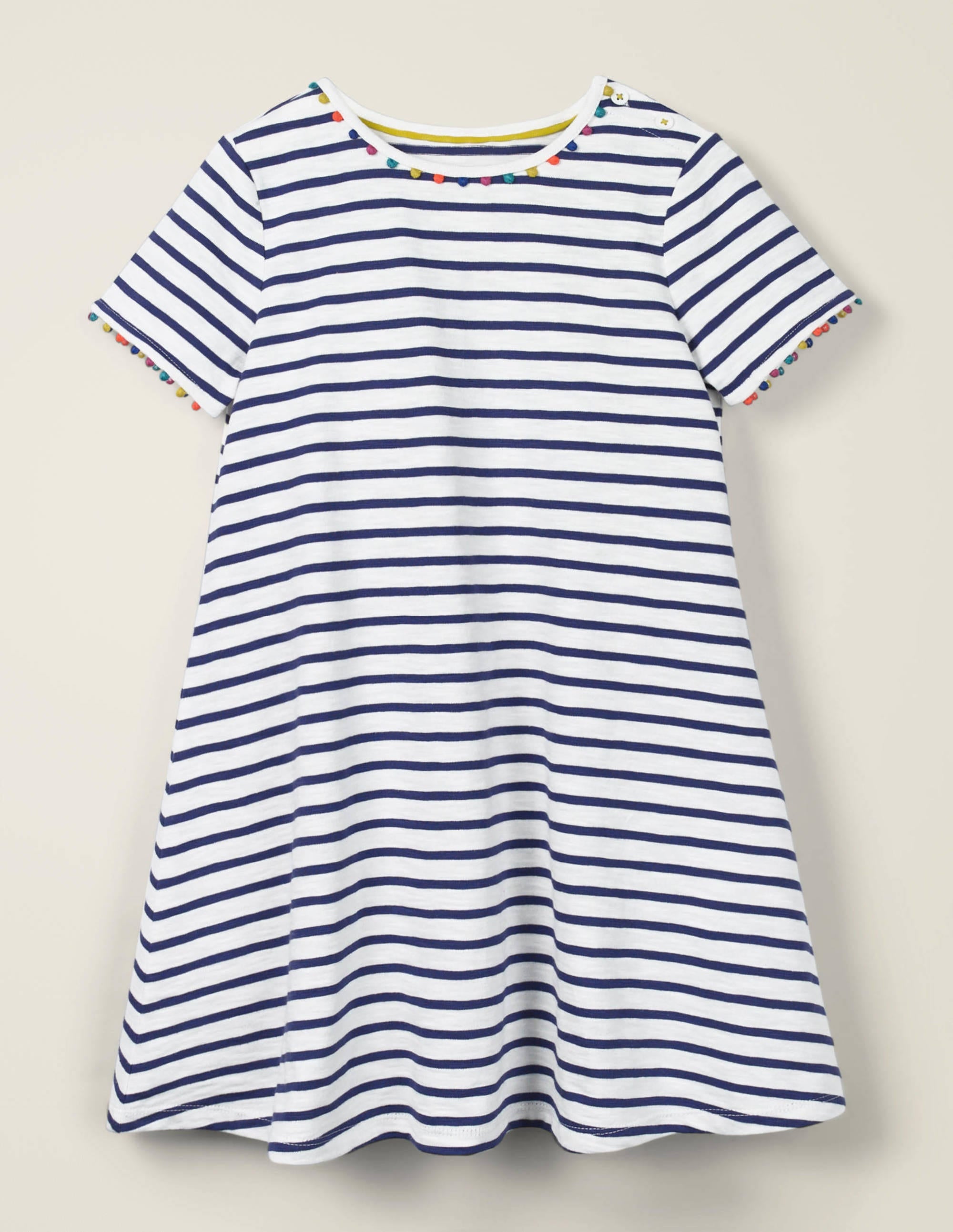 Charlie Pom Jersey Dress-Indigo Navy/Ivory - Image 1
