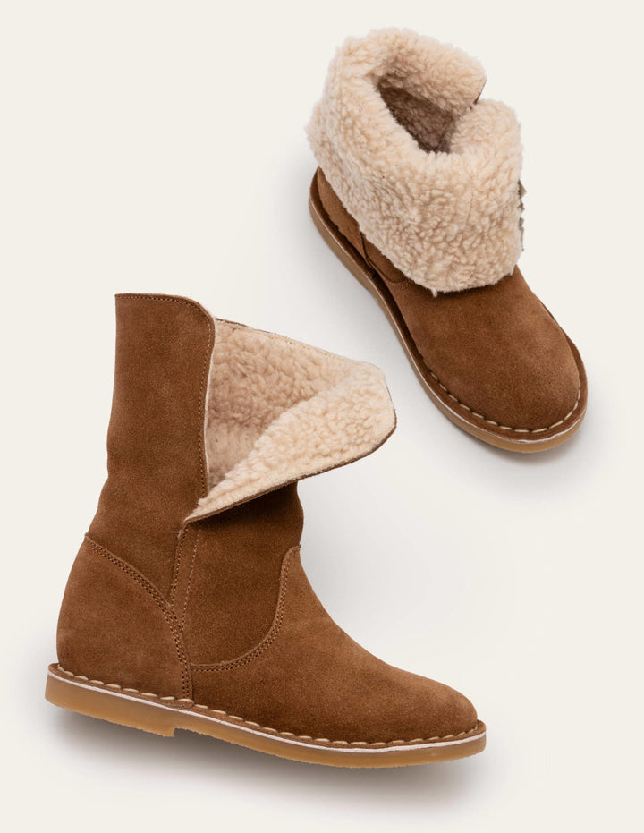 Cosy Suede Boots-Tan Brown