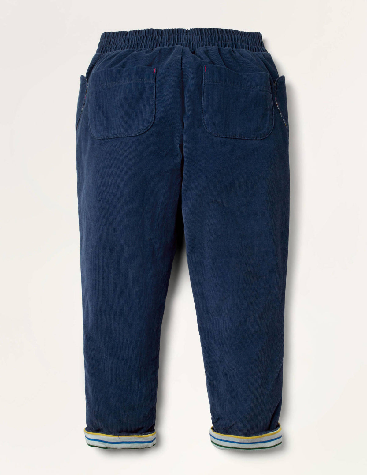 Lined Pull-on Cord Trousers-College Navy-3