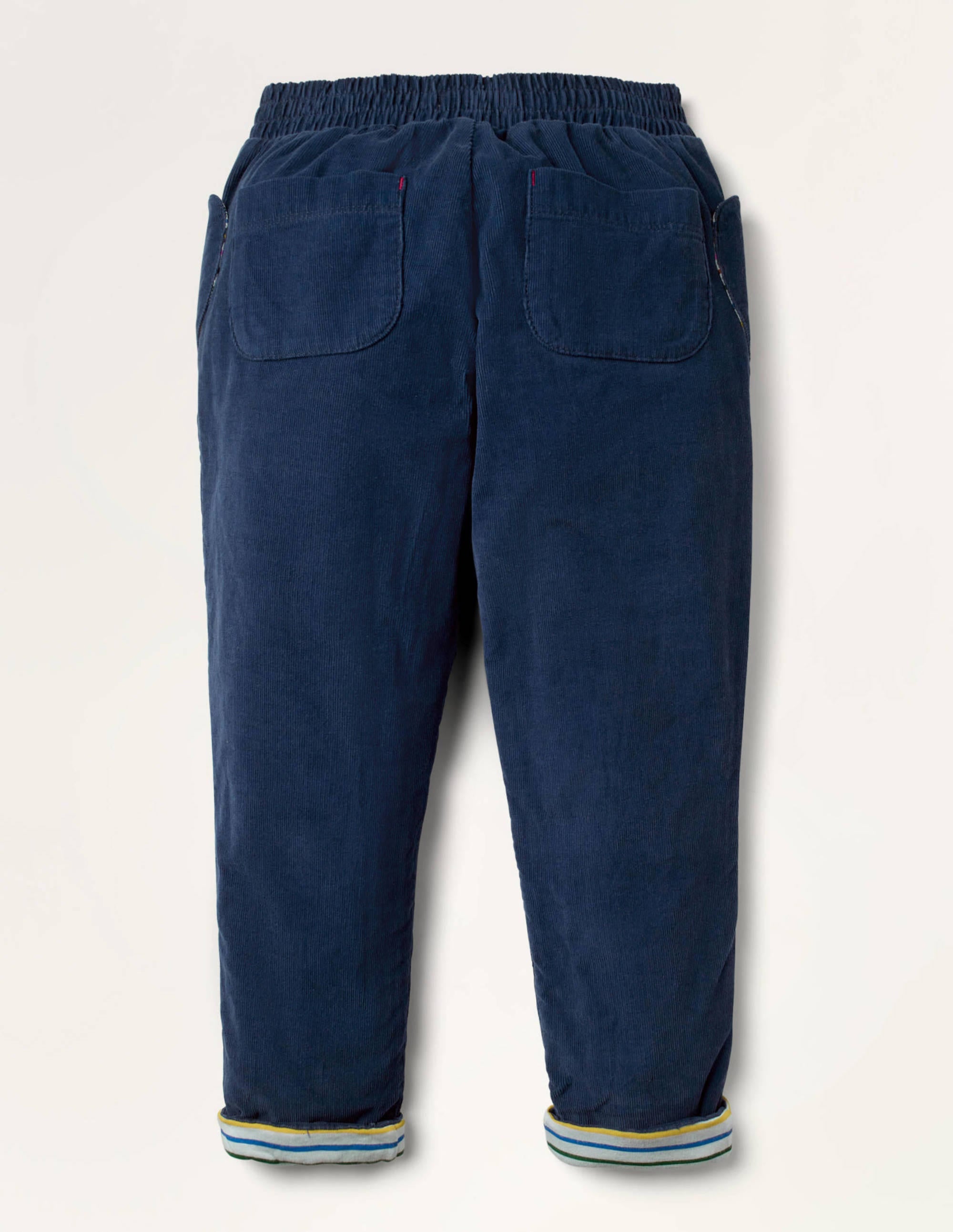 Lined Pull-on Cord Trousers-College Navy - Image 3
