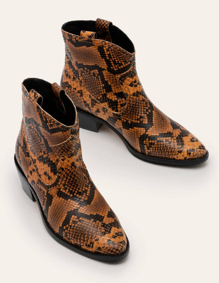 Allendale Ankle Boots-Camel Snake
