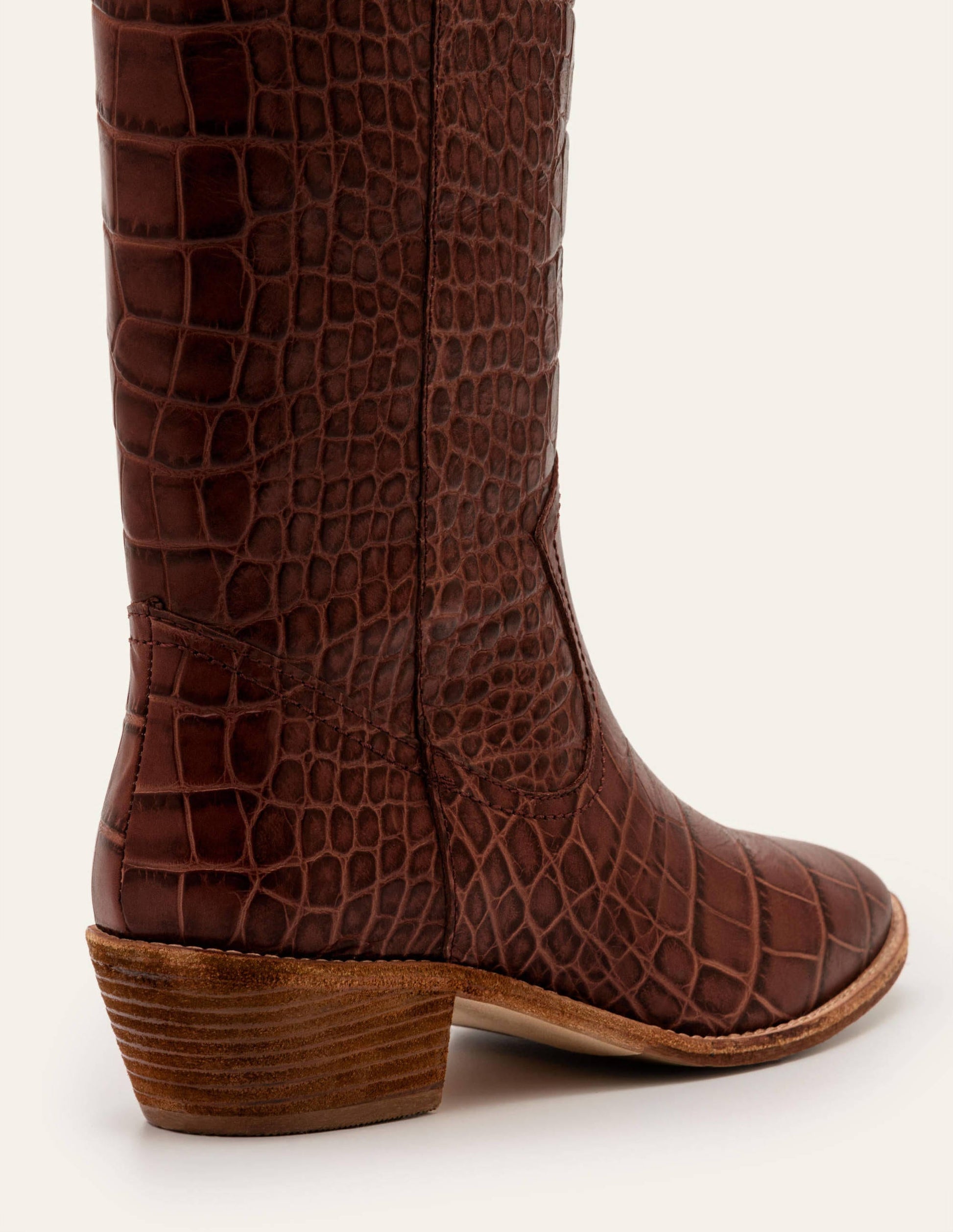 Allendale Knee High Boots-Mahogany Croc-2