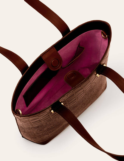 Juliet Tote-Mahogany Croc
