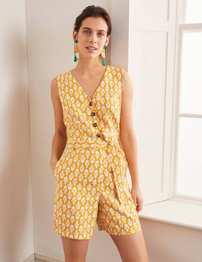 Verity Playsuit-Yellow Woodblock