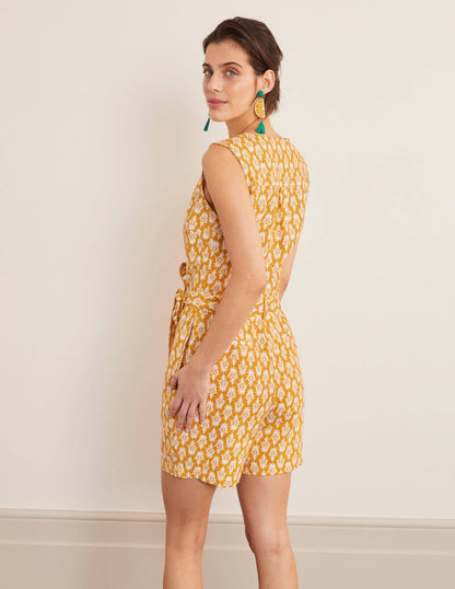 Verity Playsuit-Yellow Woodblock