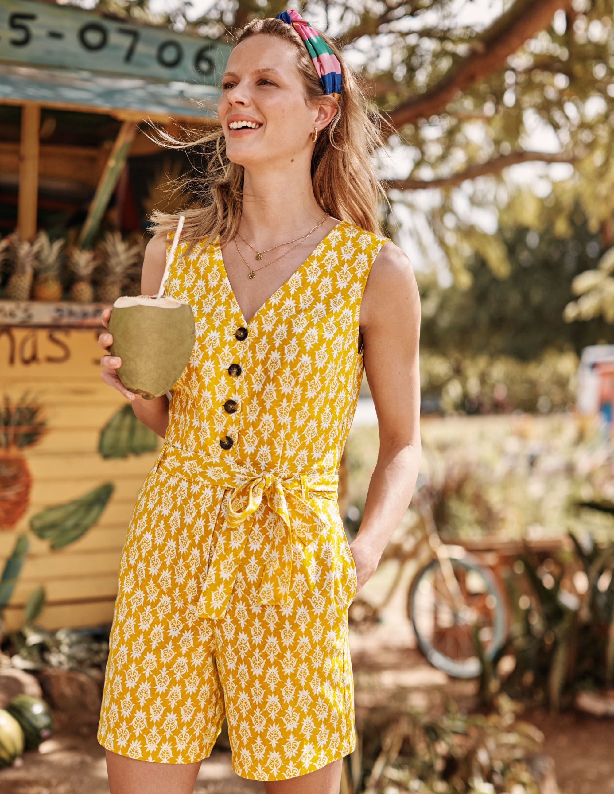 Verity Playsuit-Yellow Woodblock - Image 4