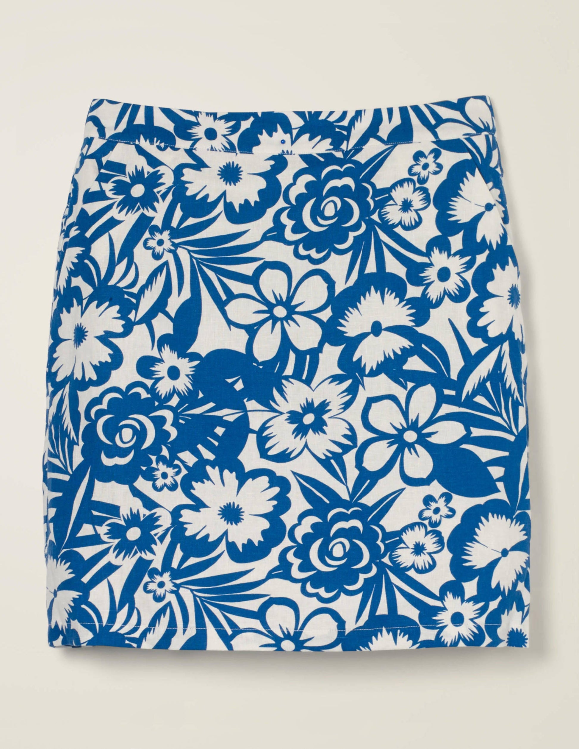 Lathbury Linen Mini Skirt-Blue Floral-5