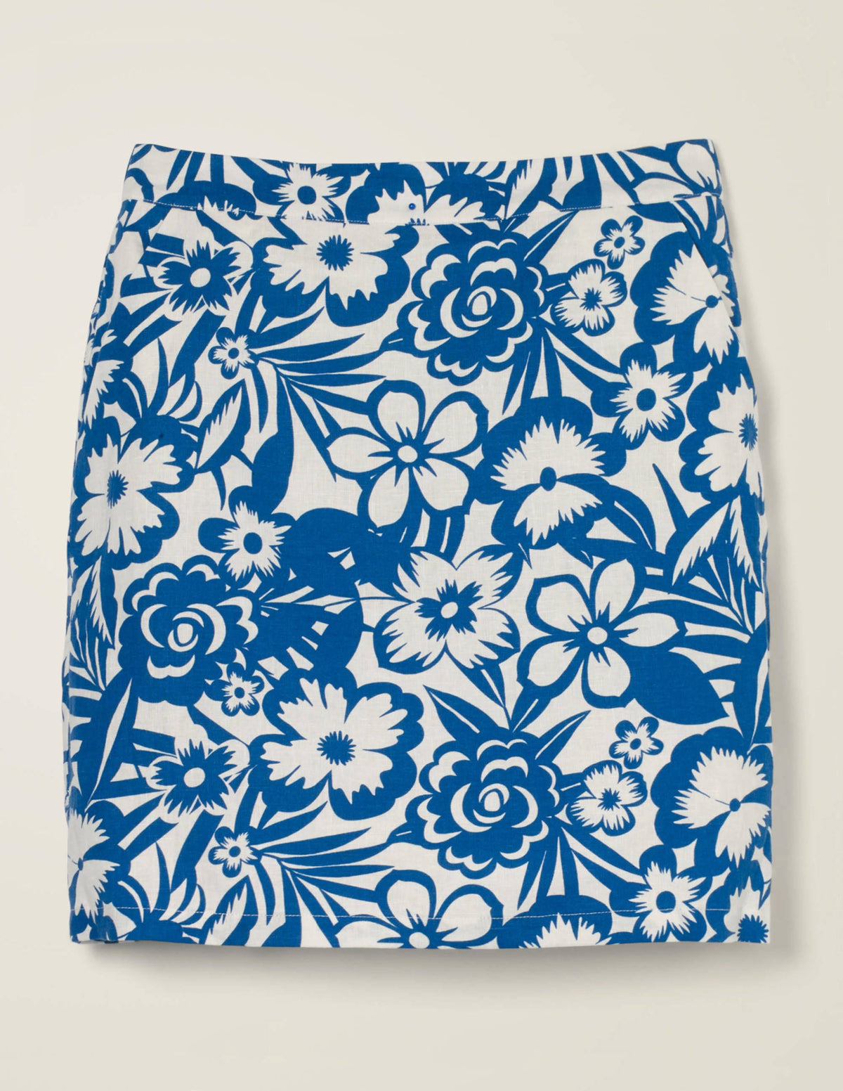 Lathbury Linen Mini Skirt-Blue Floral - Image 5