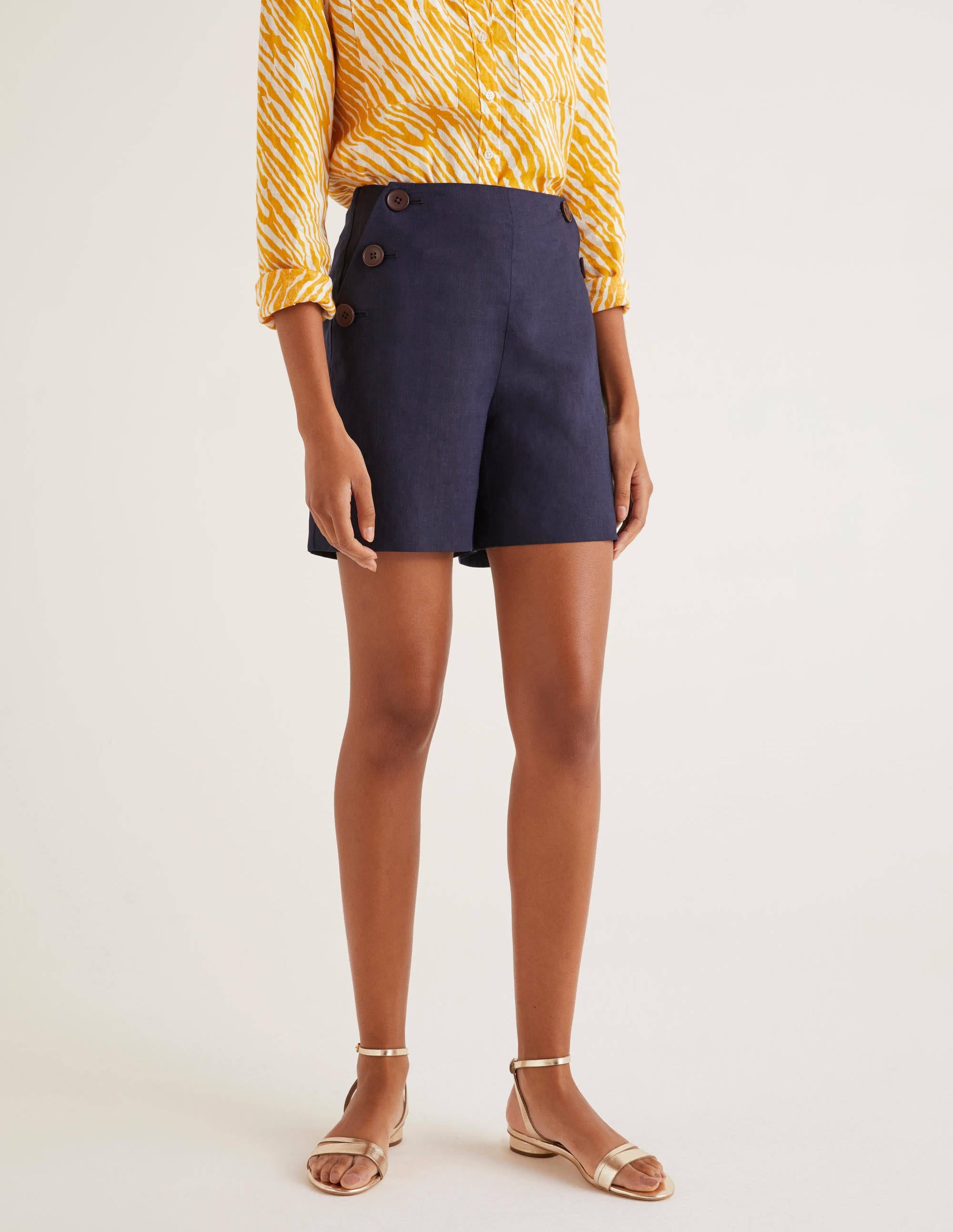 Falmouth Linen Shorts-Navy - Image 1