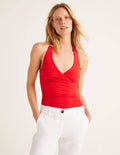 Tess Halterneck Jersey Top-Red