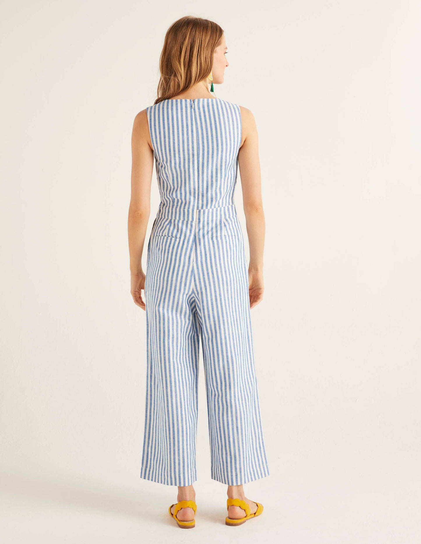 Dorothea Wrap Jumpsuit-Bold Blue Ivory Stripe