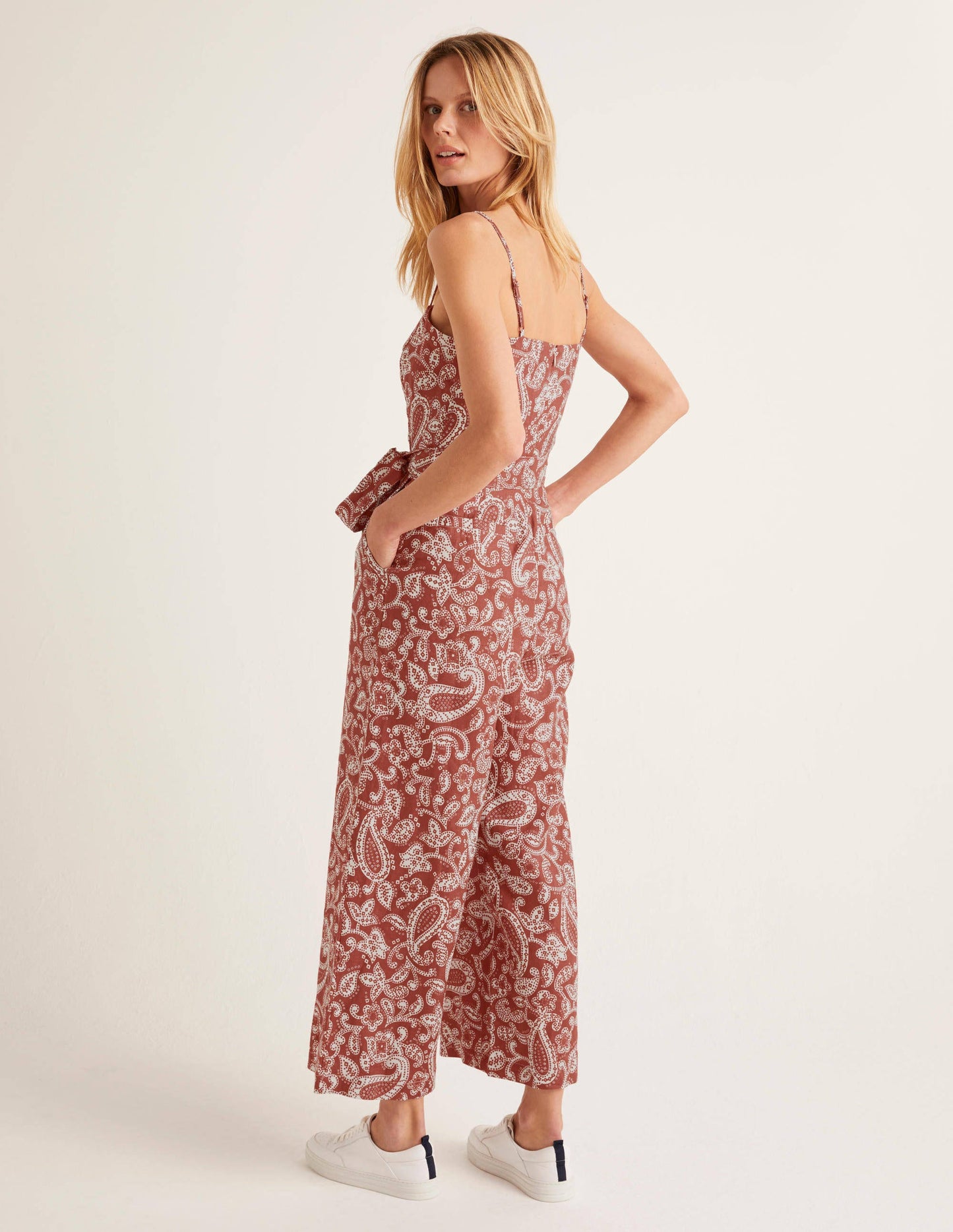 Colette Linen Jumpsuit-Red Paisley