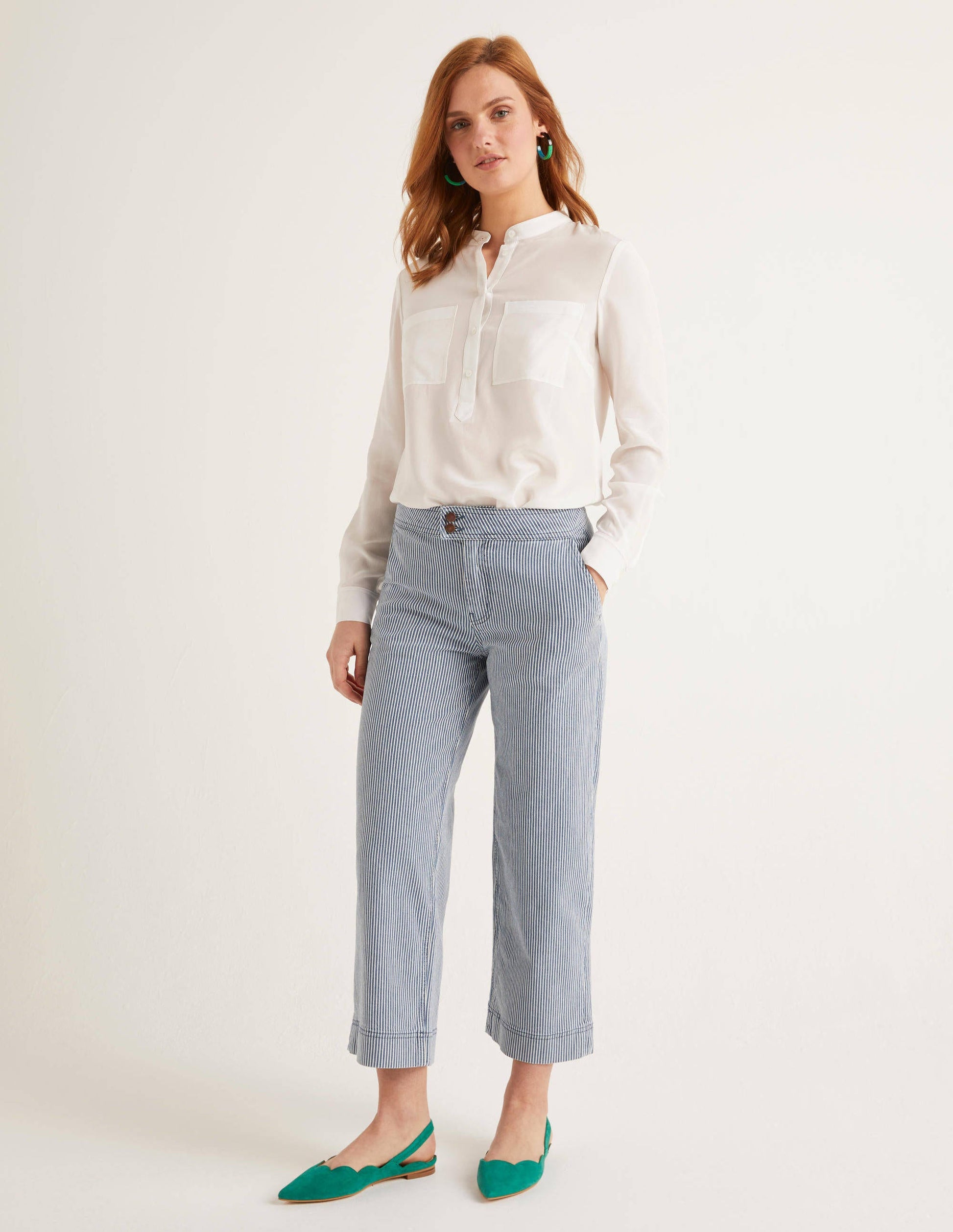 Crop Wide Leg Jeans-Ticking Stripe-4